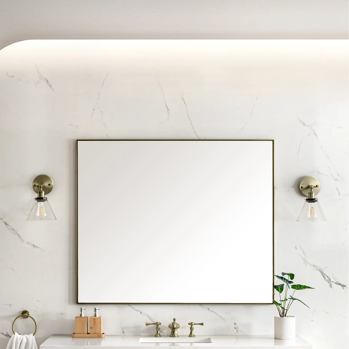 48" Rohe Rectangular Mirror-Champagne Brass image 1