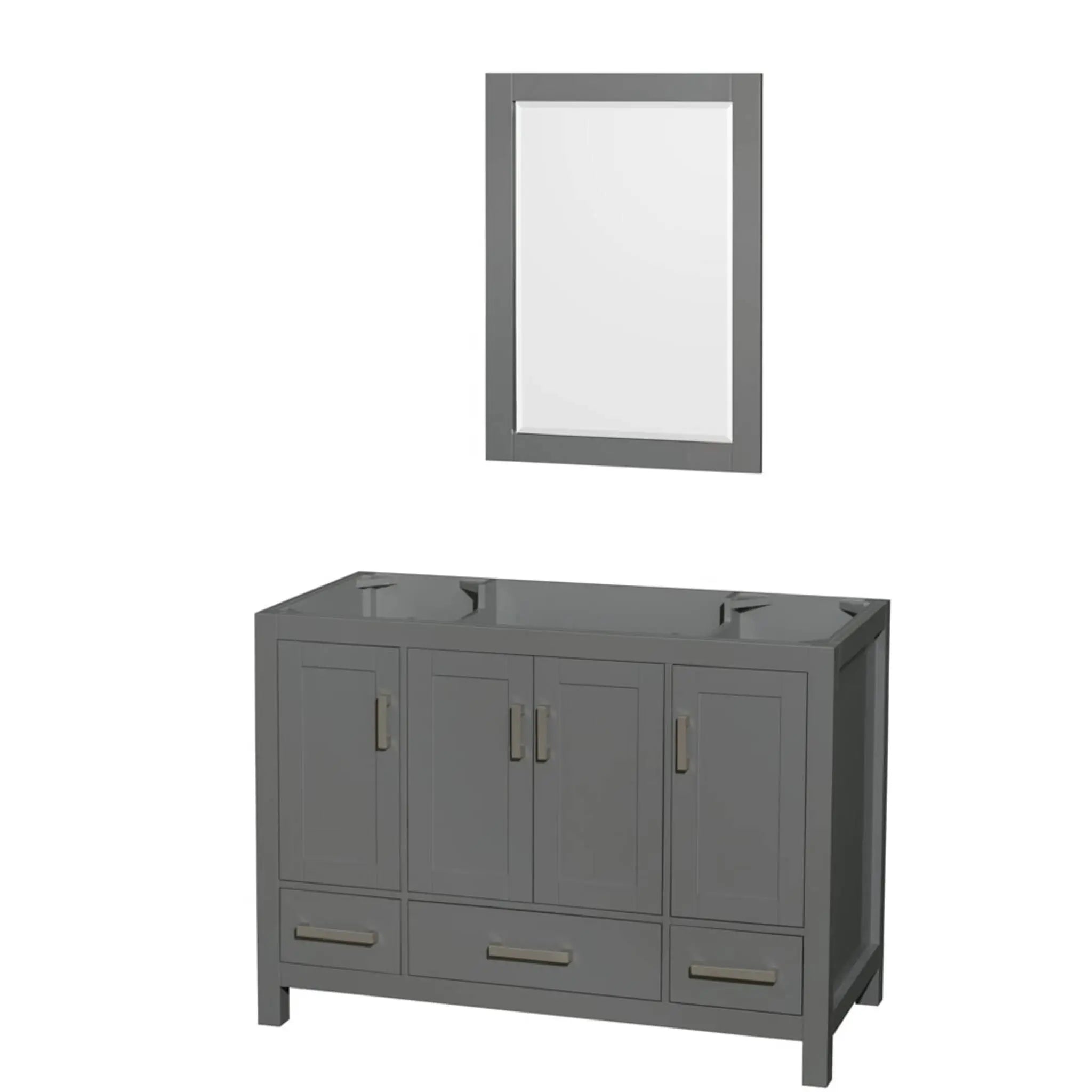 48" Sheffield Single Bathroom Vanity in Dark Gray with Brushed Chrome Trim & 24" Mirror by Wyndham