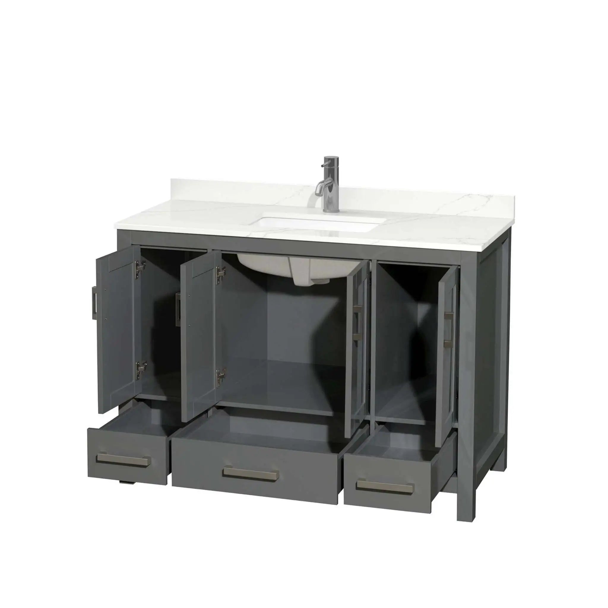 48" Sheffield Single Bathroom Vanity in Dark Gray with Brushed Chrome Trim by Wyndham