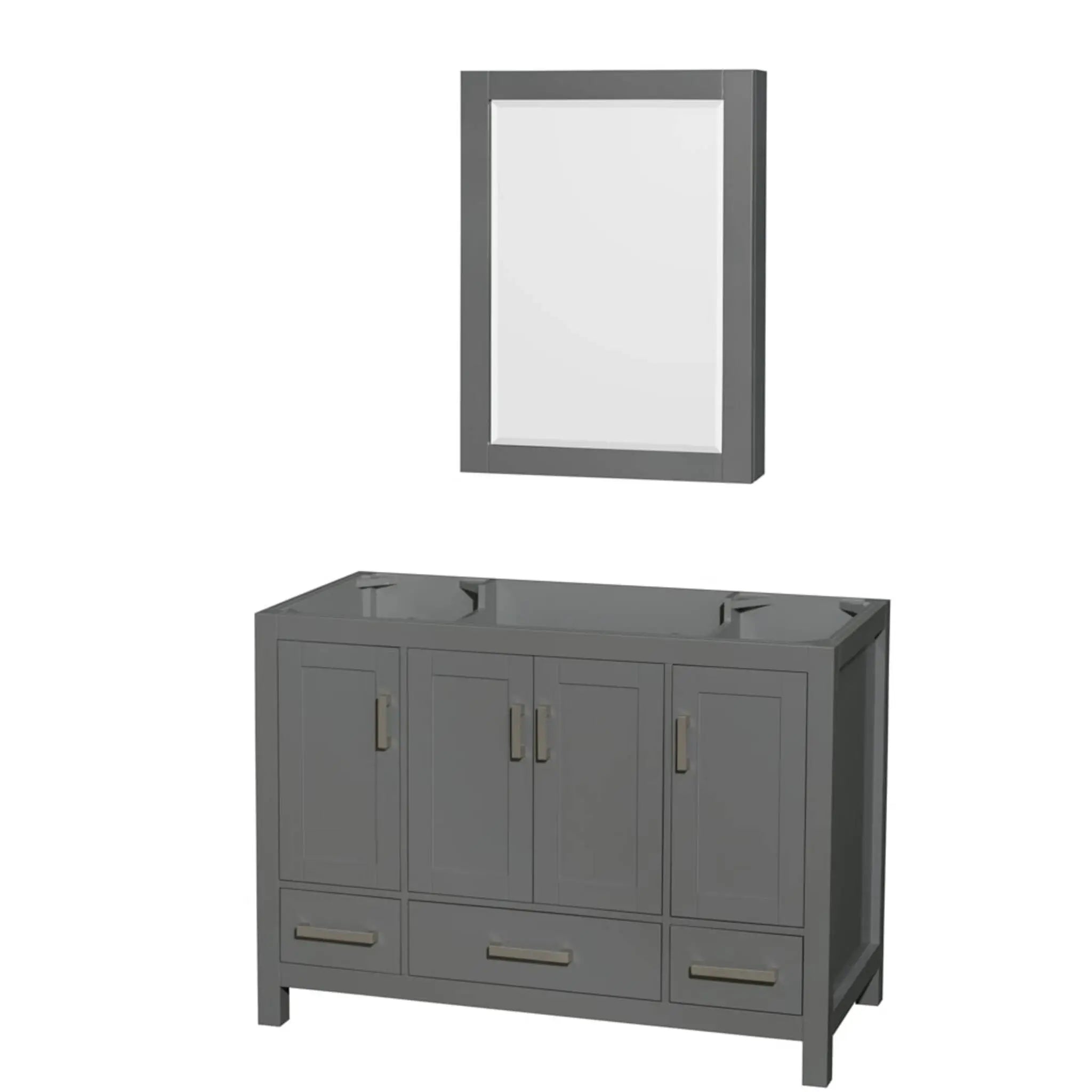 48" Sheffield Single Bathroom Vanity in Dark Gray with Brushed Chrome Trim & Medicine Cabinet by Wyndham