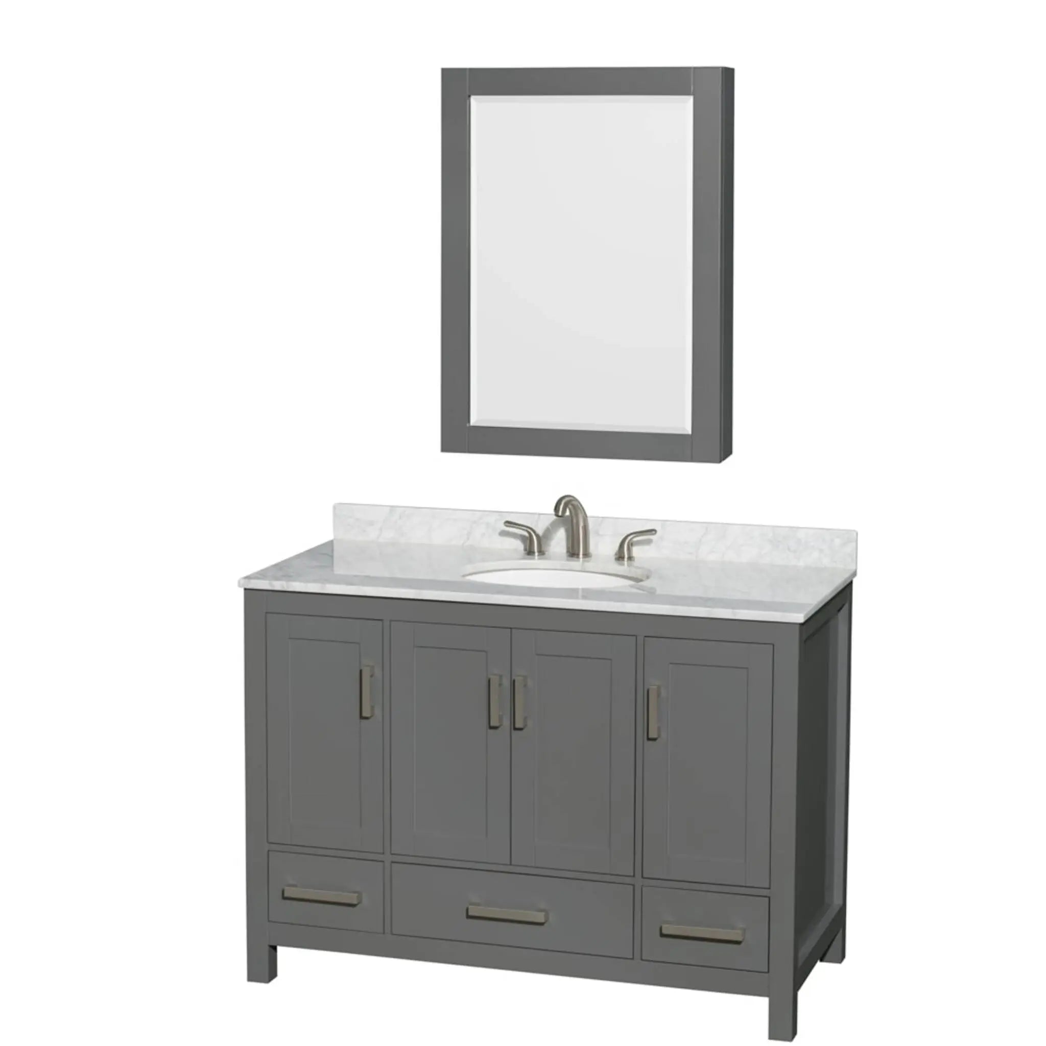 48" Sheffield Single Bathroom Vanity in Dark Gray with Brushed Chrome Trim & Medicine Cabinet by Wyndham