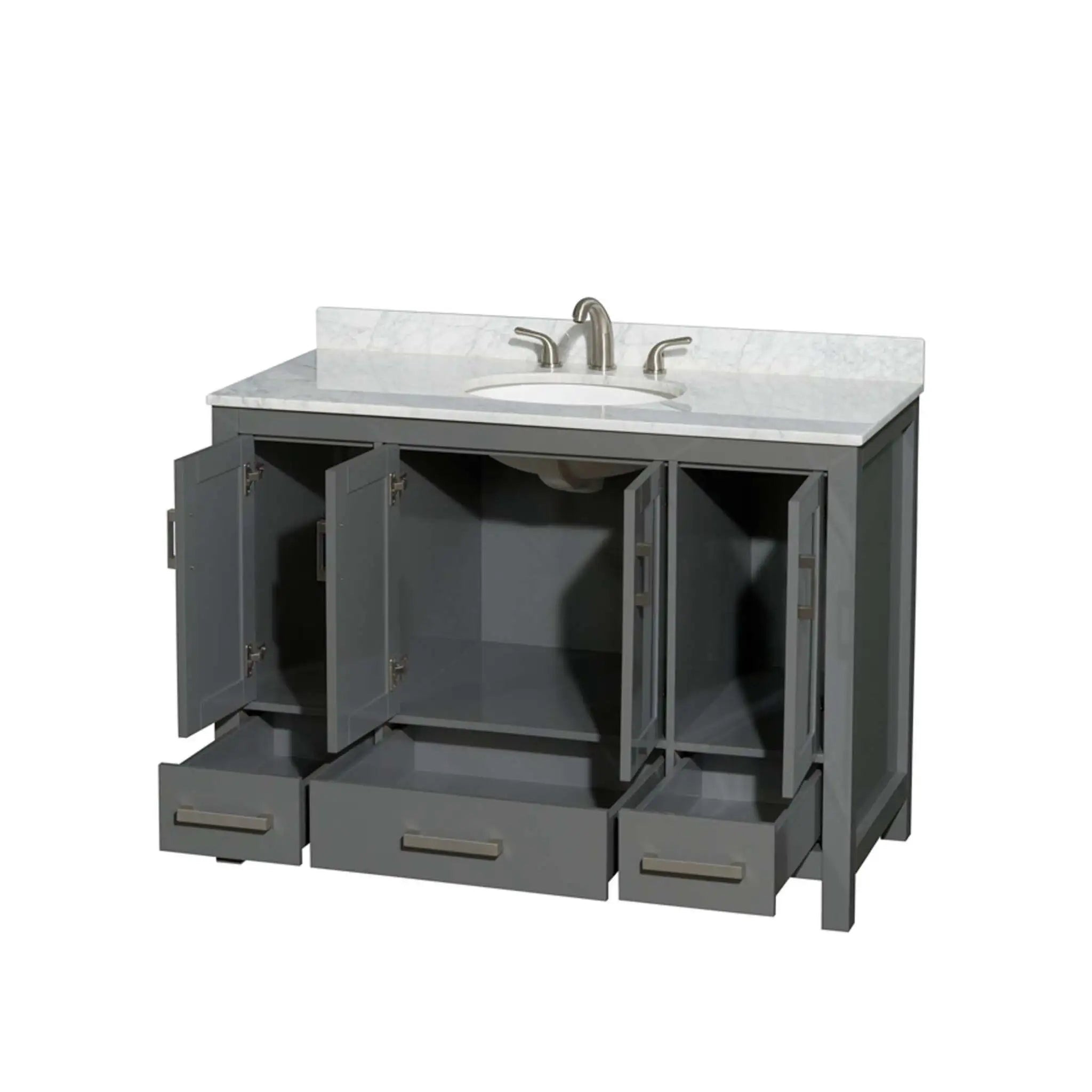 48" Sheffield Single Bathroom Vanity in Dark Gray with Brushed Chrome Trim by Wyndham