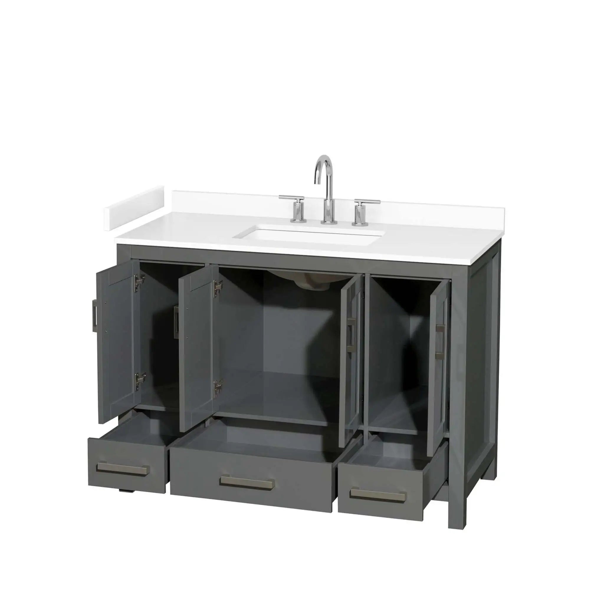 48" Sheffield Single Bathroom Vanity in Dark Gray with Brushed Chrome Trim by Wyndham