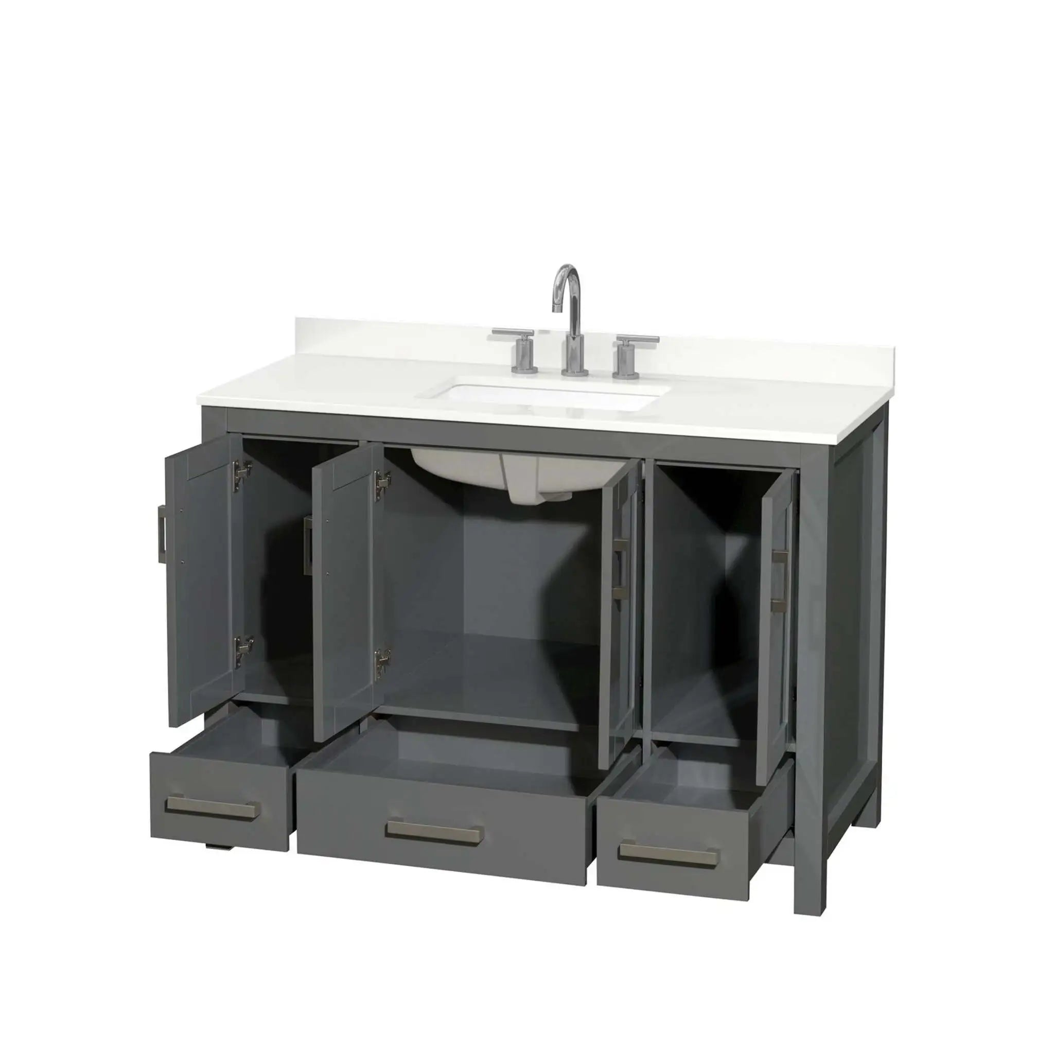 48" Sheffield Single Bathroom Vanity in Dark Gray with Brushed Chrome Trim by Wyndham