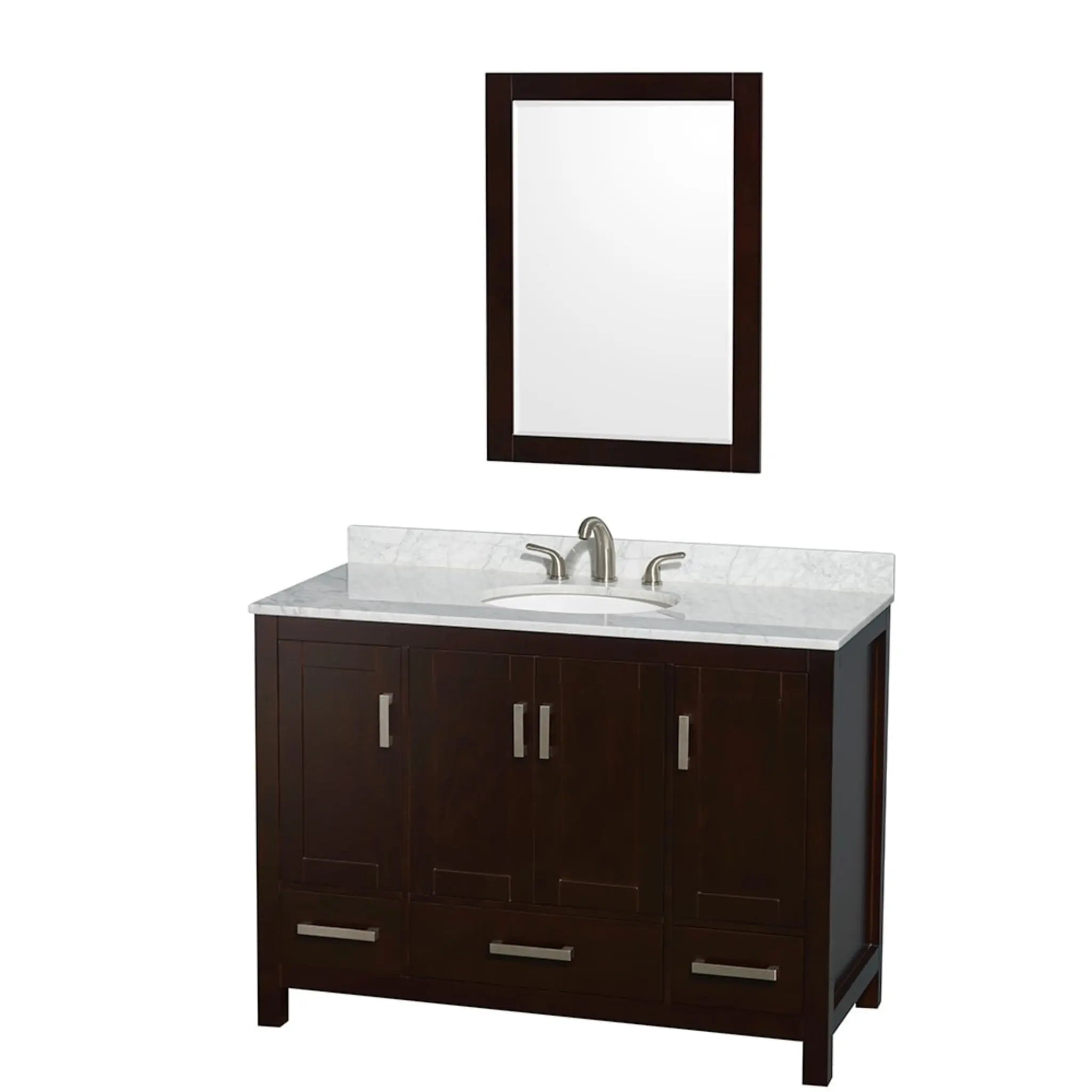 48" Sheffield Single Bathroom Vanity in Espresso with Brushed Chrome Trim & 24" Mirror by Wyndham
