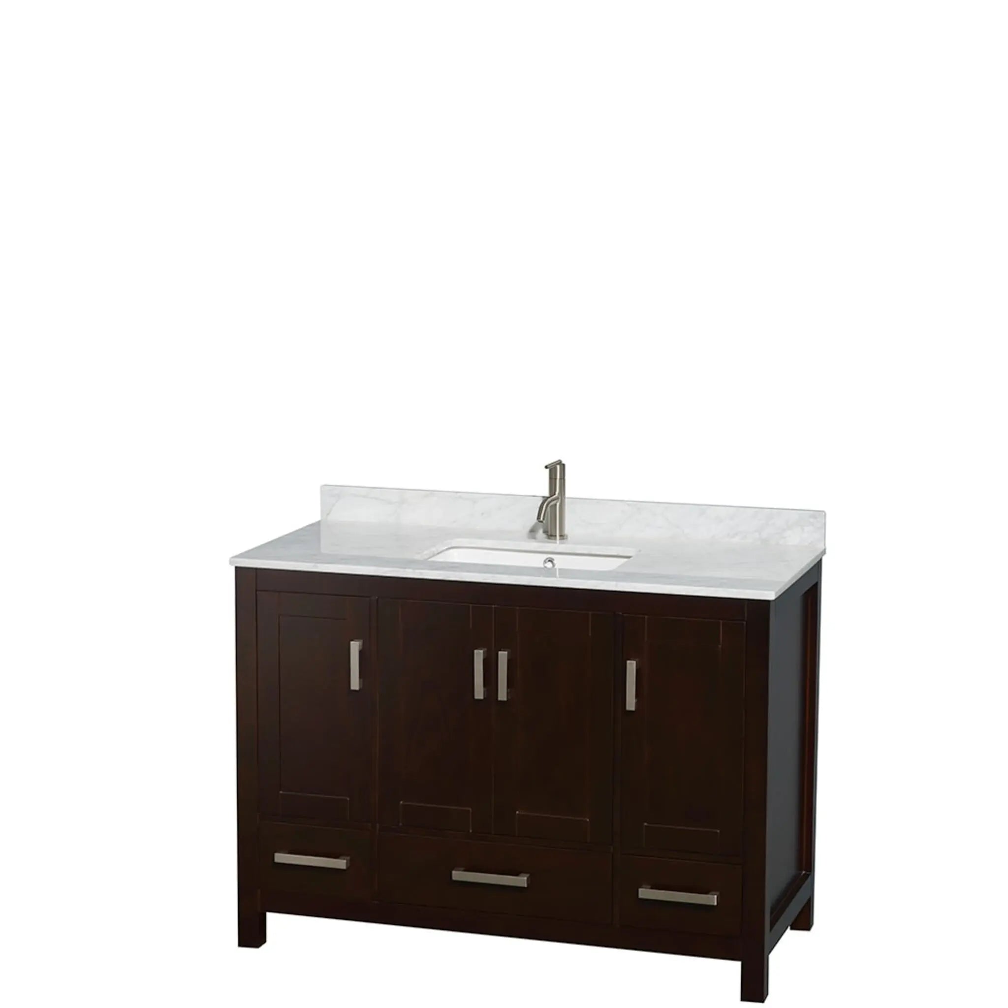 48" Sheffield Single Bathroom Vanity in Espresso with Brushed Chrome Trim & Medicine Cabinet by Wyndham