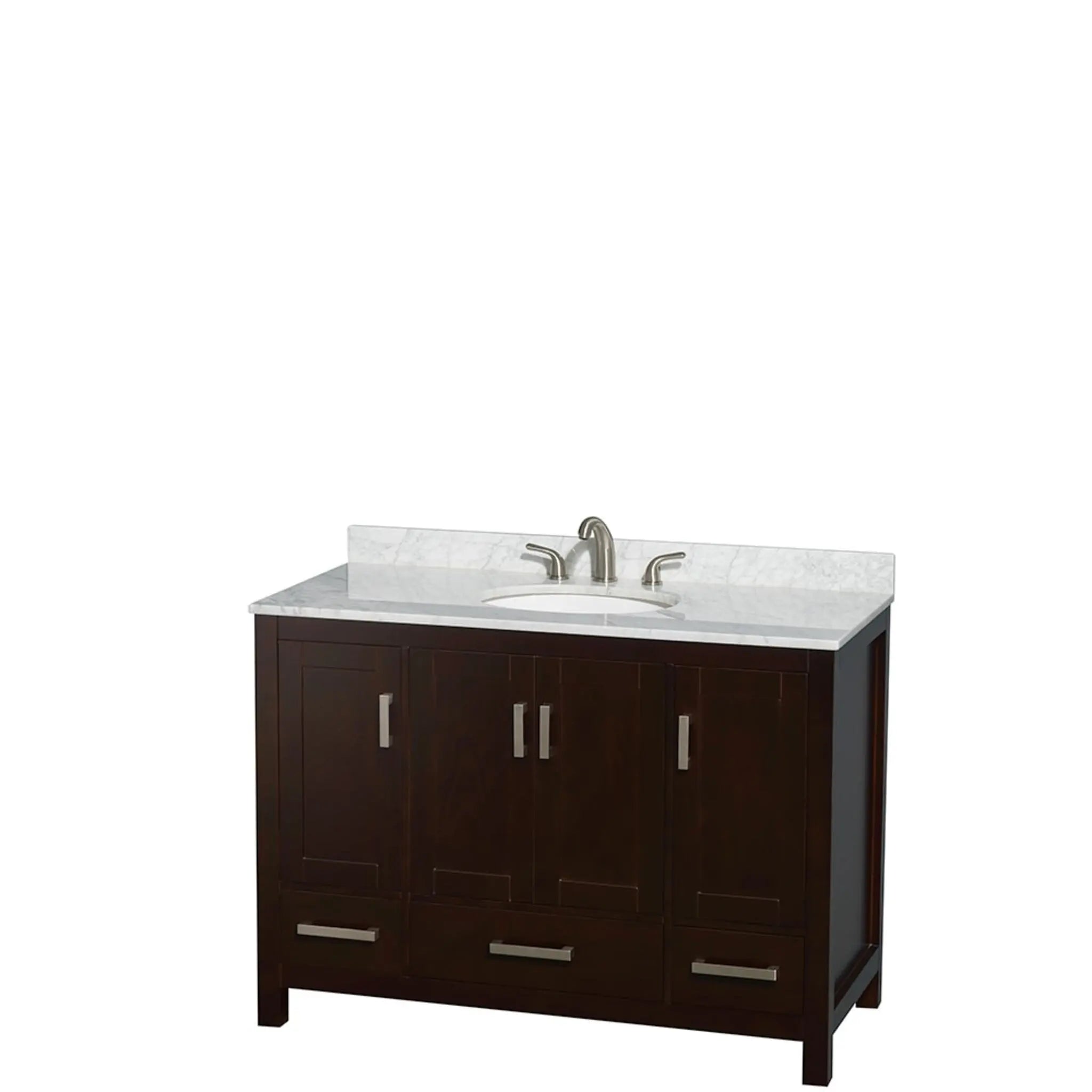 48" Sheffield Single Bathroom Vanity in Espresso with Brushed Chrome Trim & Medicine Cabinet by Wyndham