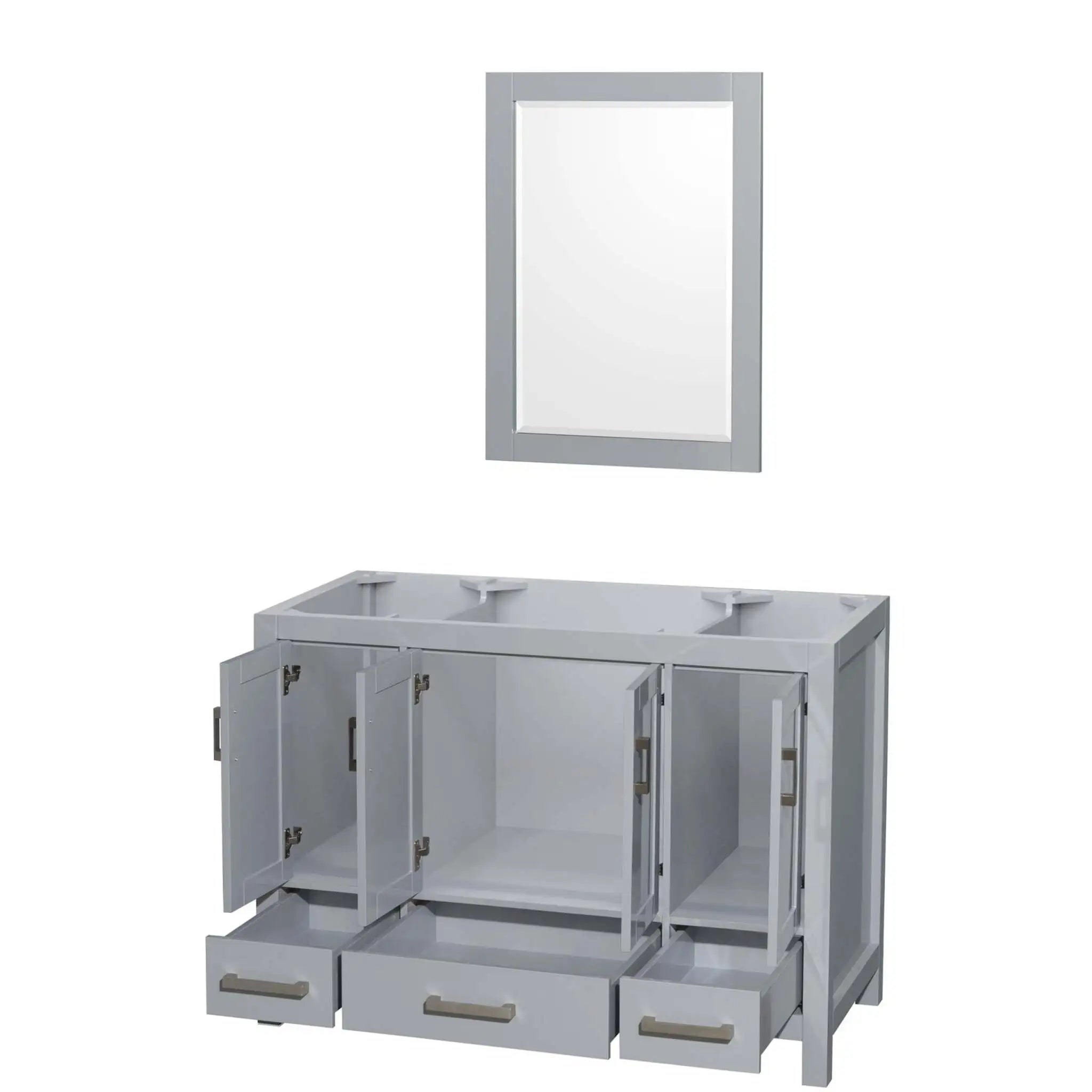 48" Sheffield Single Bathroom Vanity in Gray with Brushed Chrome Trim & 24" Mirror by Wyndham