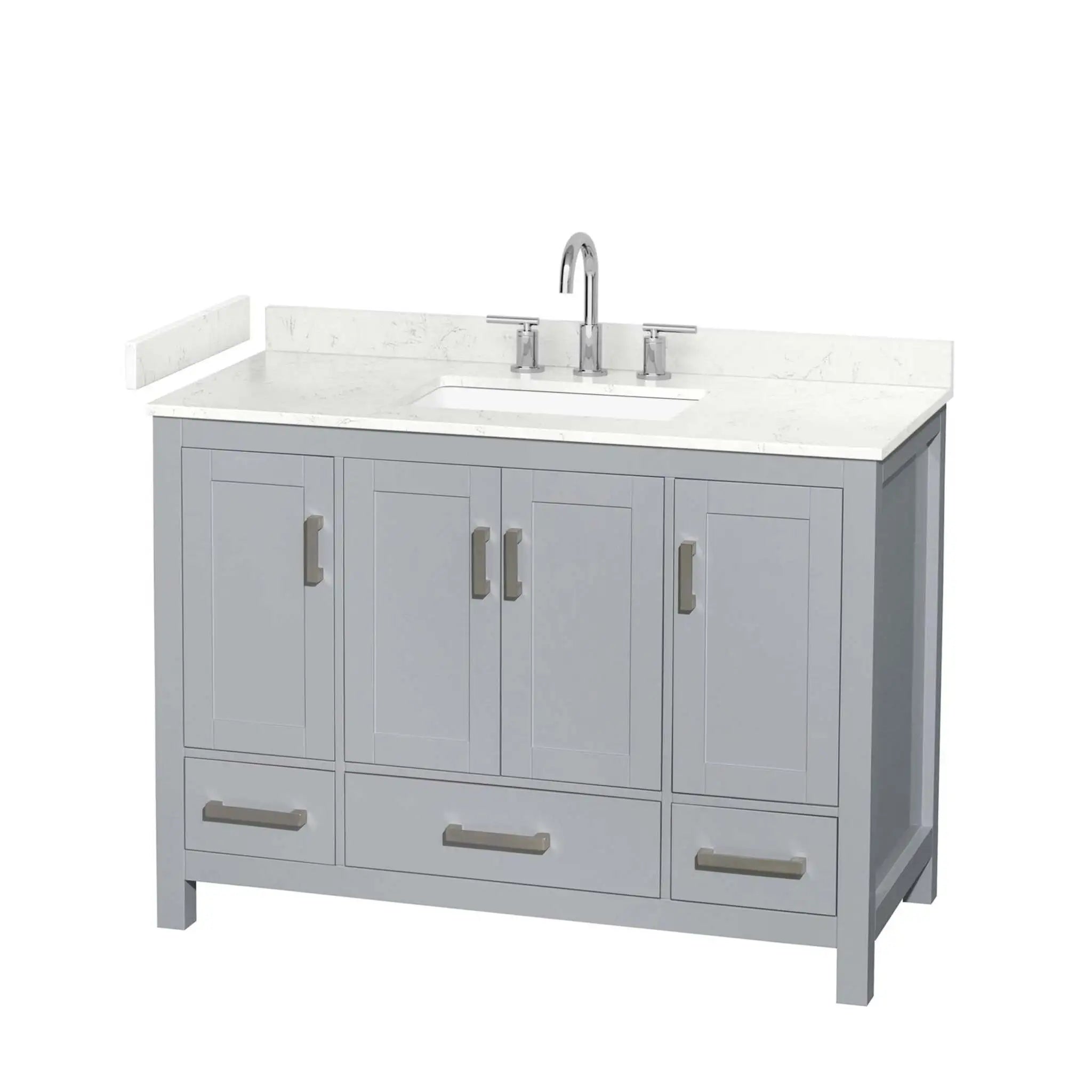 48" Sheffield Single Bathroom Vanity in Gray with Brushed Chrome Trim by Wyndham
