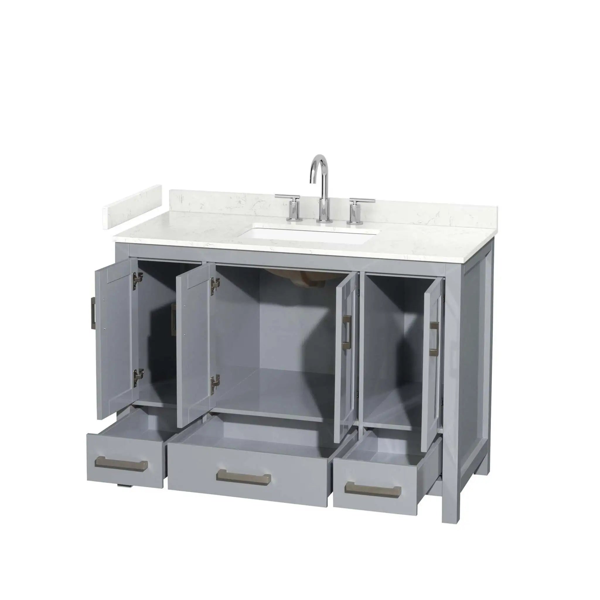48" Sheffield Single Bathroom Vanity in Gray with Brushed Chrome Trim by Wyndham
