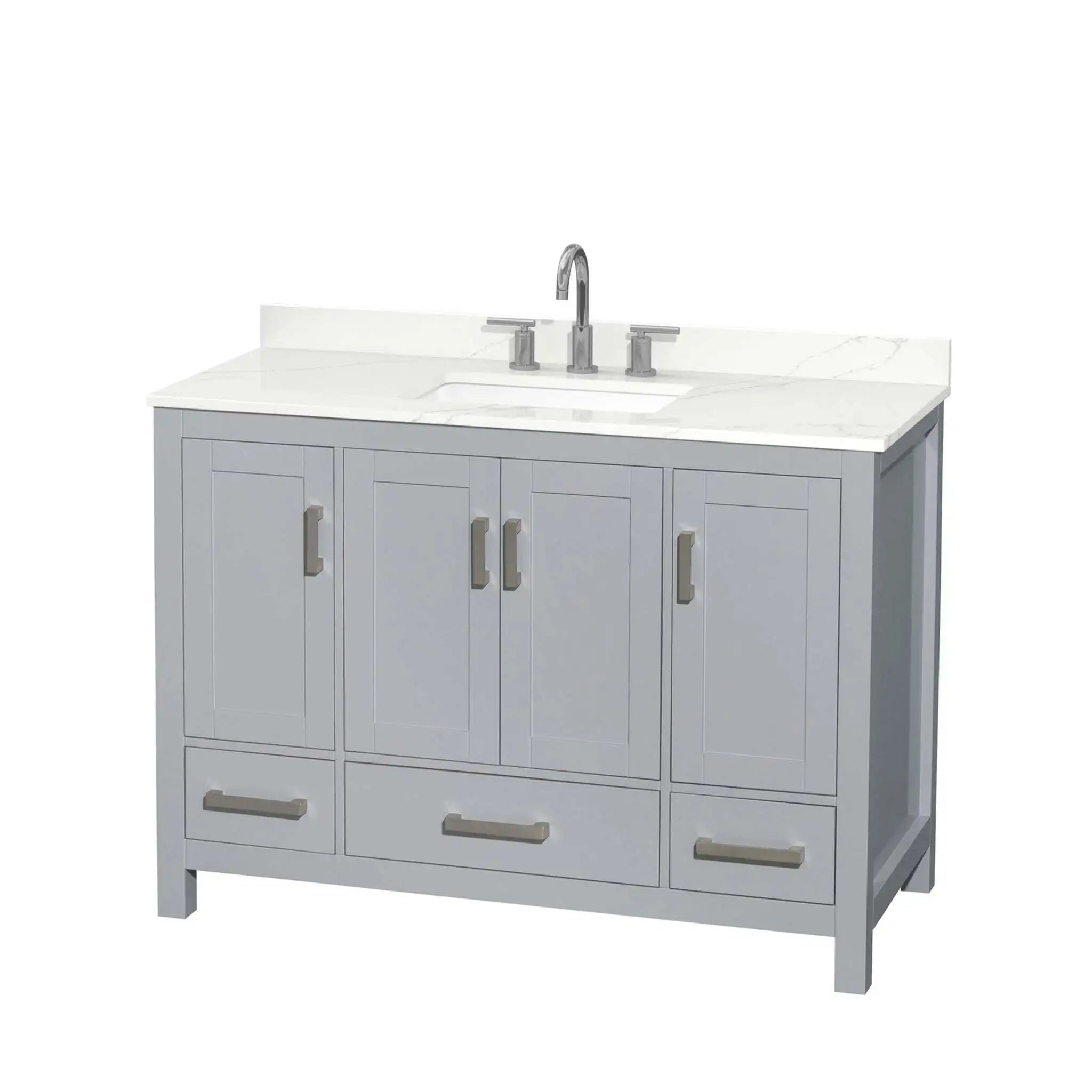48" Sheffield Single Bathroom Vanity in Gray with Brushed Chrome Trim by Wyndham