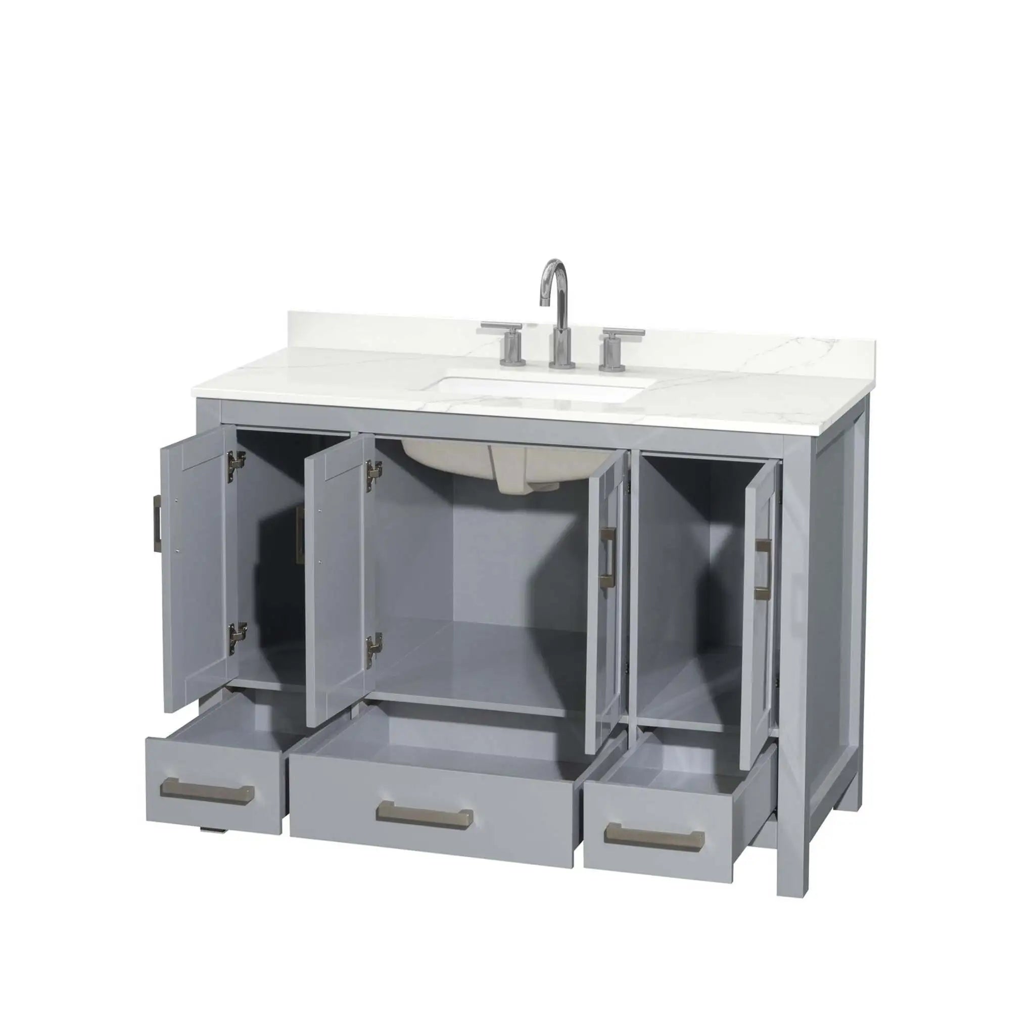 48" Sheffield Single Bathroom Vanity in Gray with Brushed Chrome Trim by Wyndham