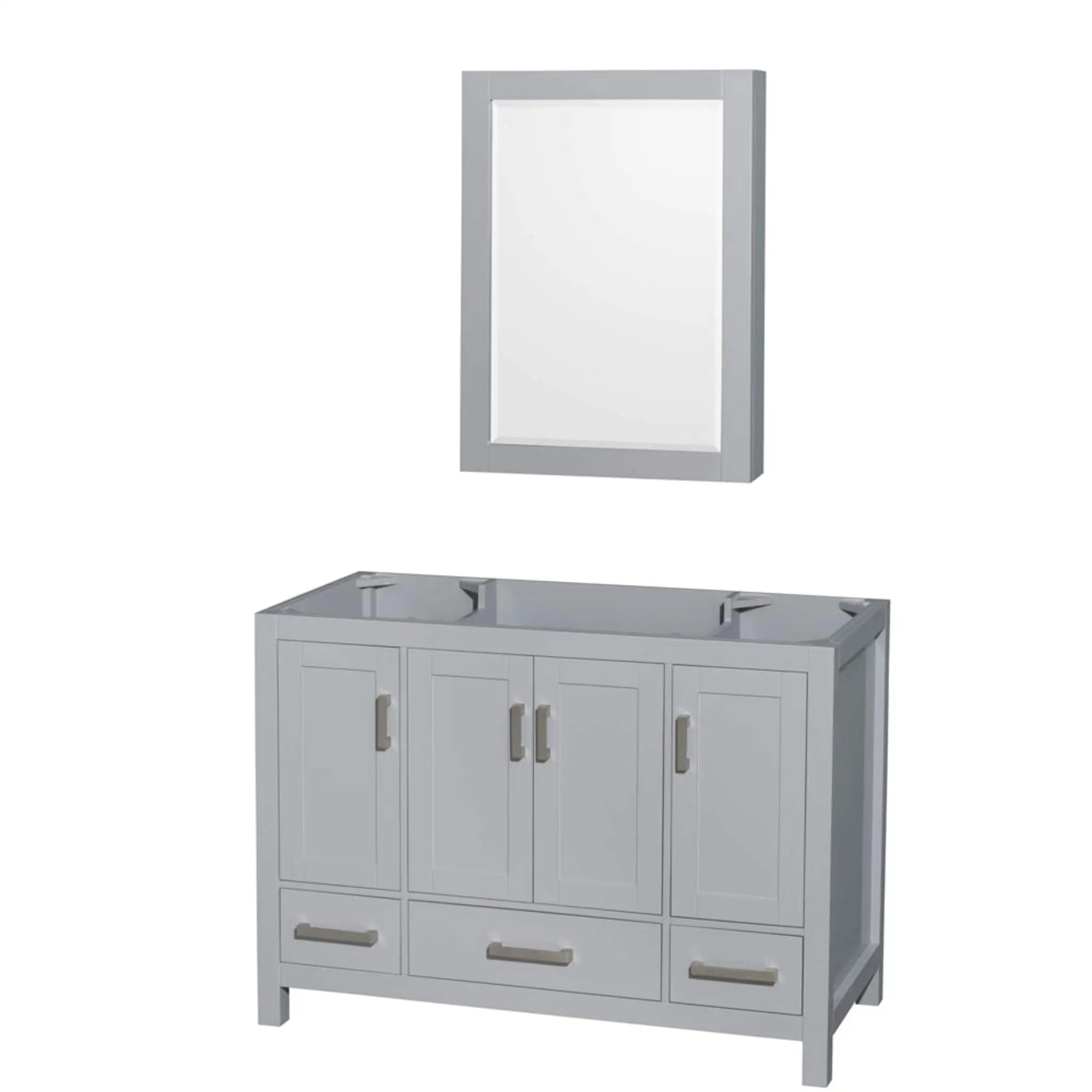 48" Sheffield Single Bathroom Vanity in Gray with Brushed Chrome Trim & Medicine Cabinet by Wyndham