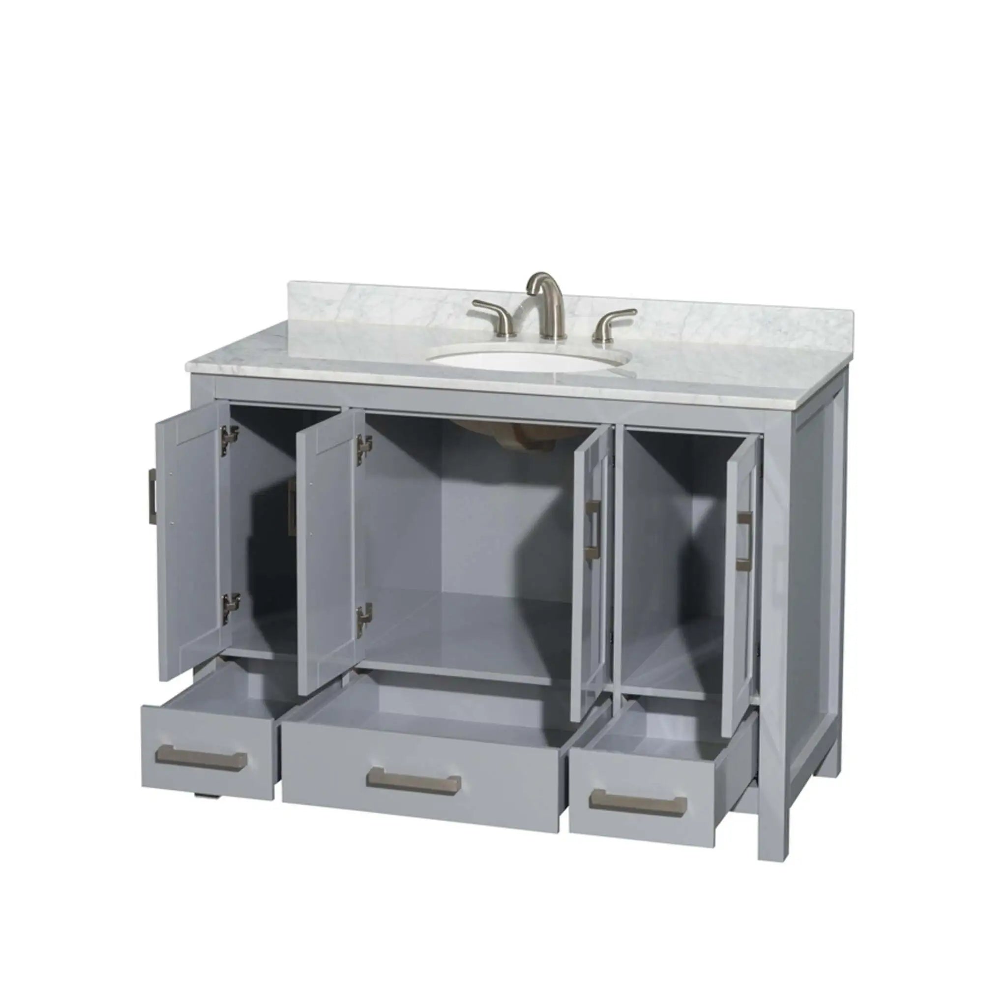 48" Sheffield Single Bathroom Vanity in Gray with Brushed Chrome Trim by Wyndham