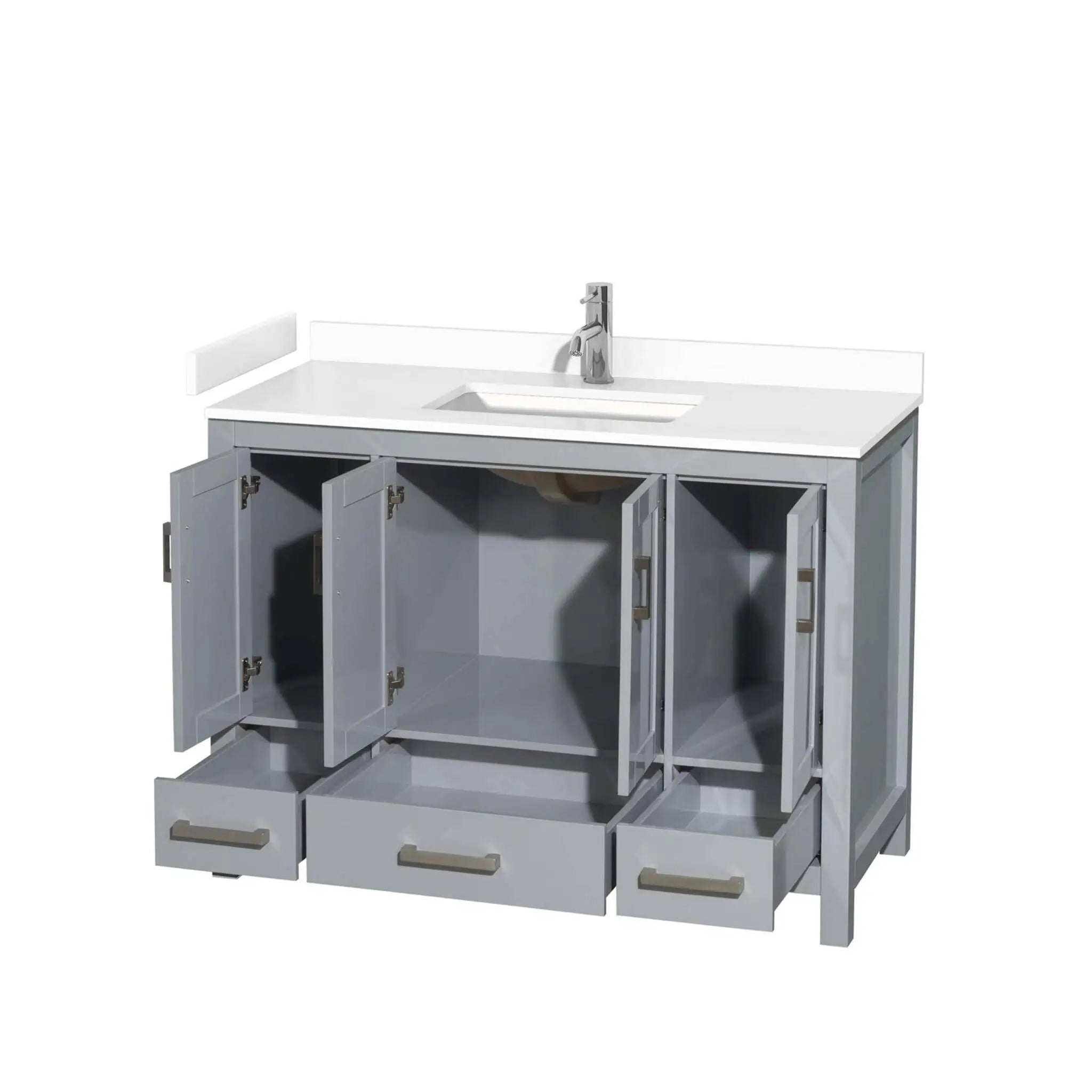 48" Sheffield Single Bathroom Vanity in Gray with Brushed Chrome Trim by Wyndham