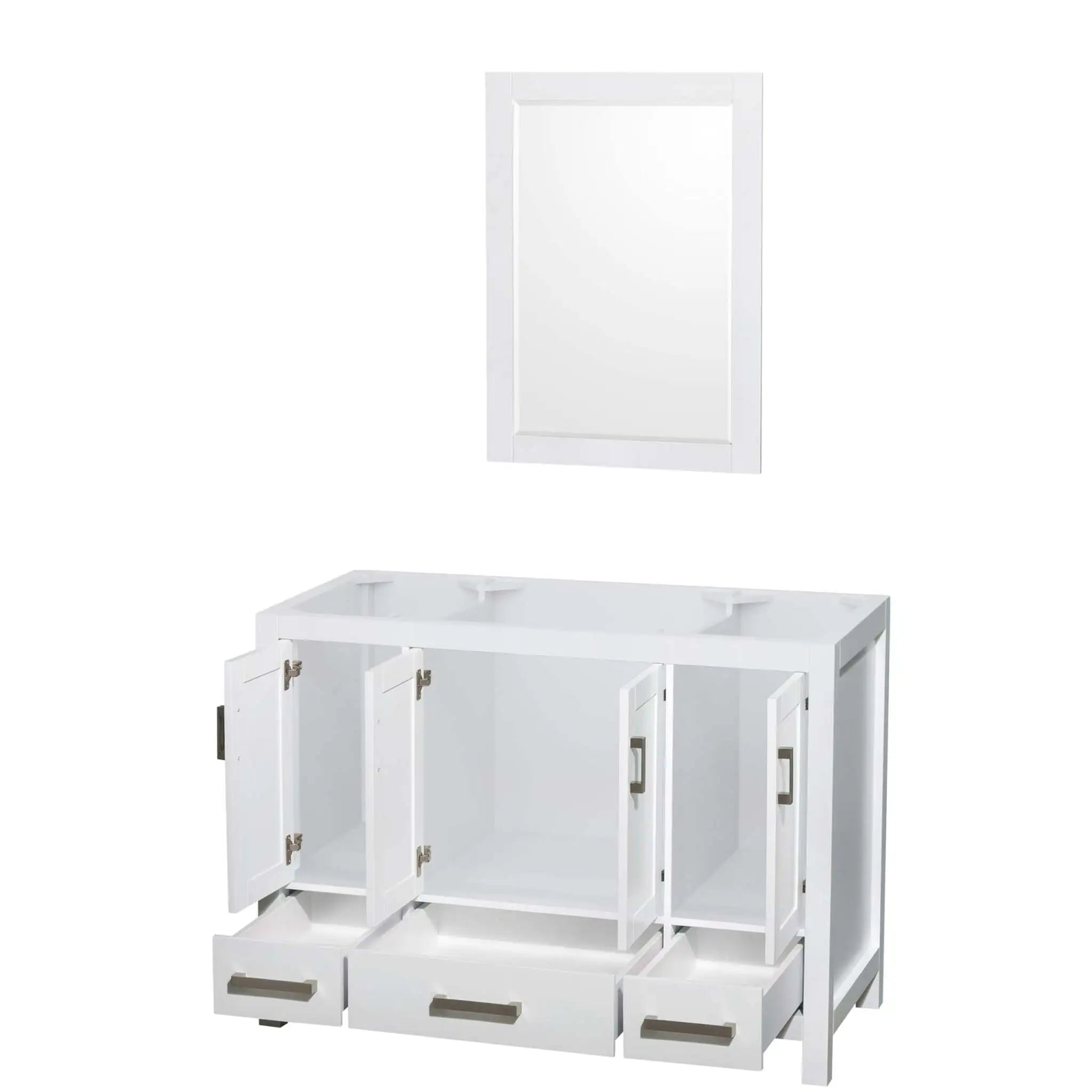 48" Sheffield Single Bathroom Vanity in White with Brushed Chrome Trim & 24" Mirror by Wyndham