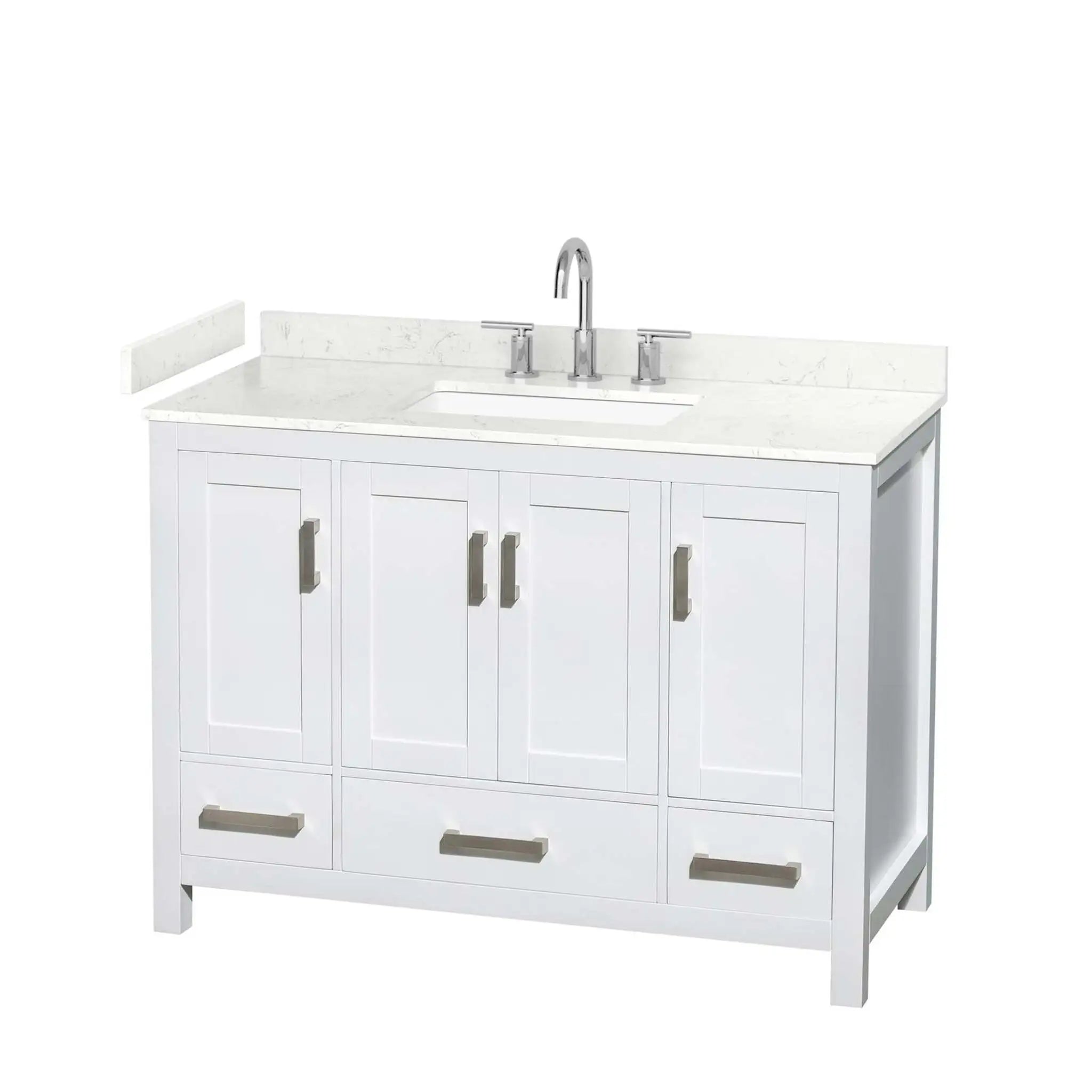 48" Sheffield Single Bathroom Vanity in White with Brushed Chrome Trim by Wyndham