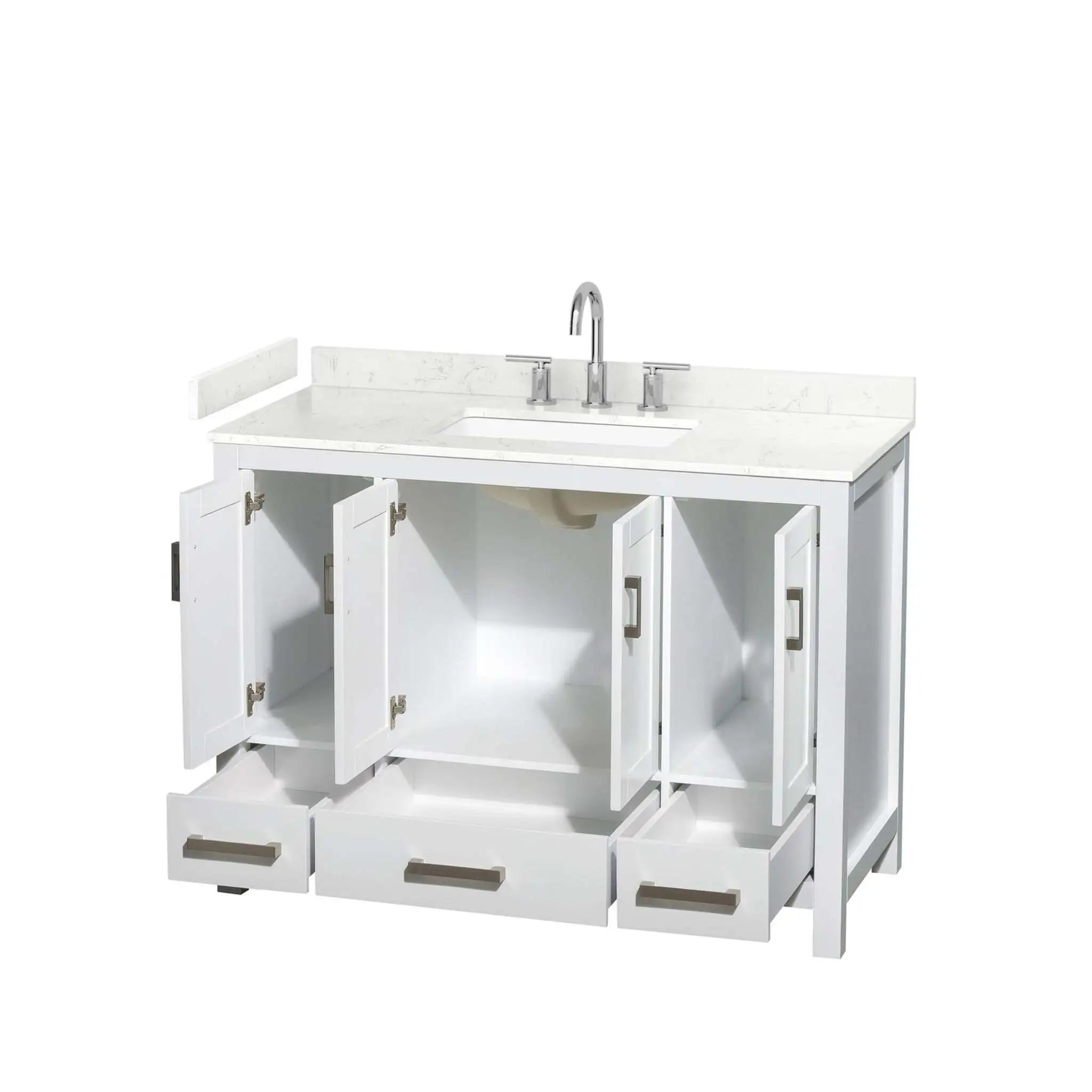 48" Sheffield Single Bathroom Vanity in White with Brushed Chrome Trim by Wyndham