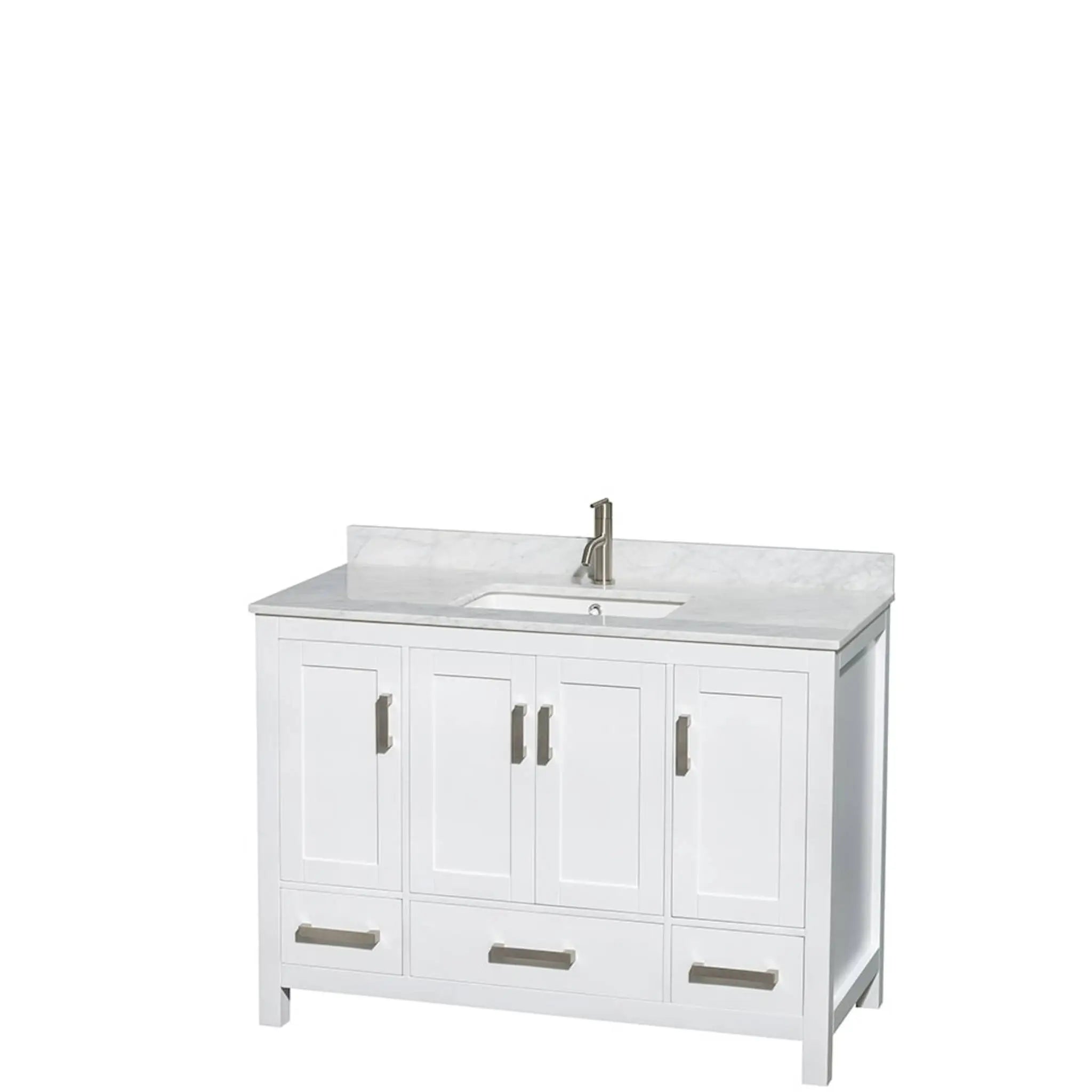 48" Sheffield Single Bathroom Vanity in White with Brushed Chrome Trim & Medicine Cabinet by Wyndham