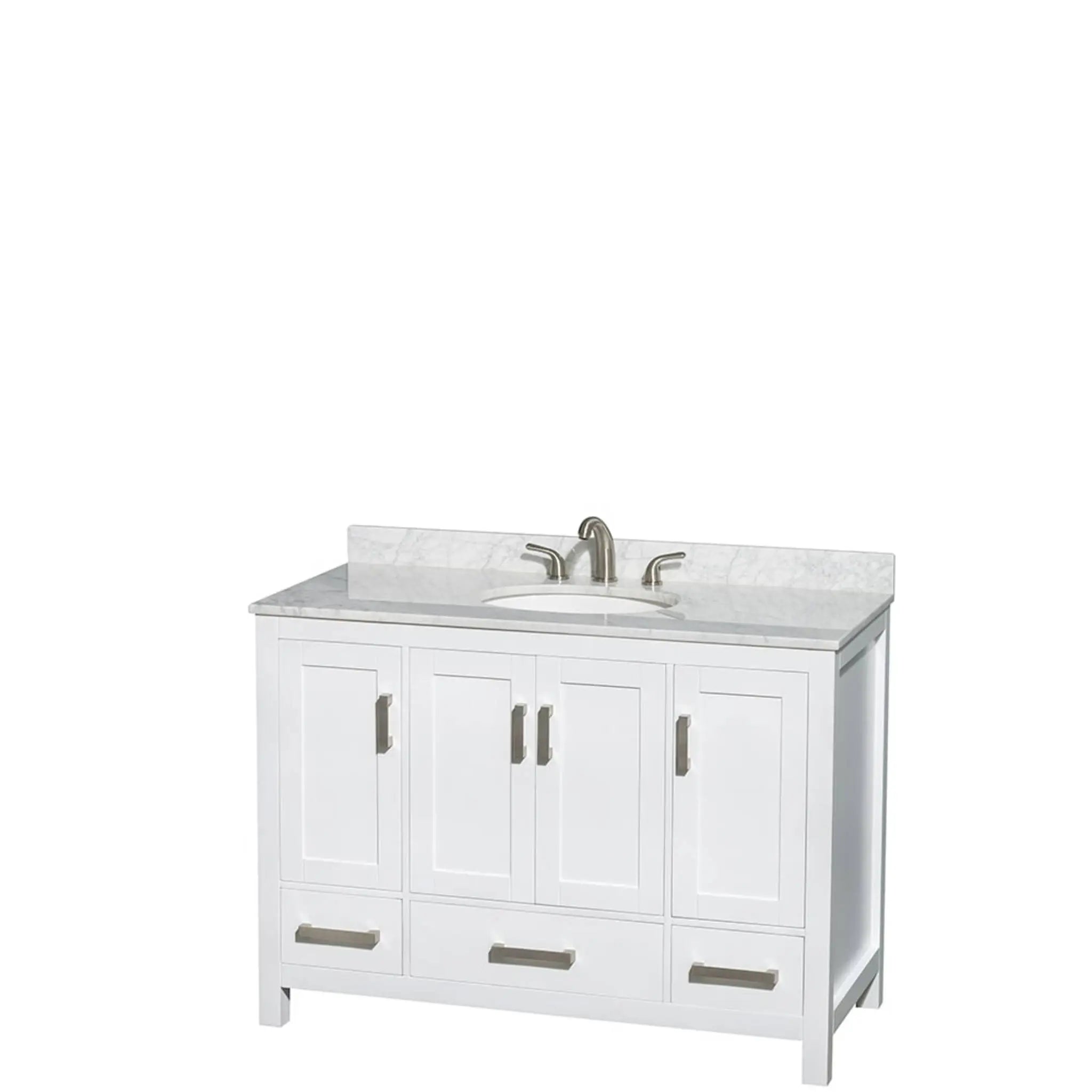 48" Sheffield Single Bathroom Vanity in White with Brushed Chrome Trim & Medicine Cabinet by Wyndham