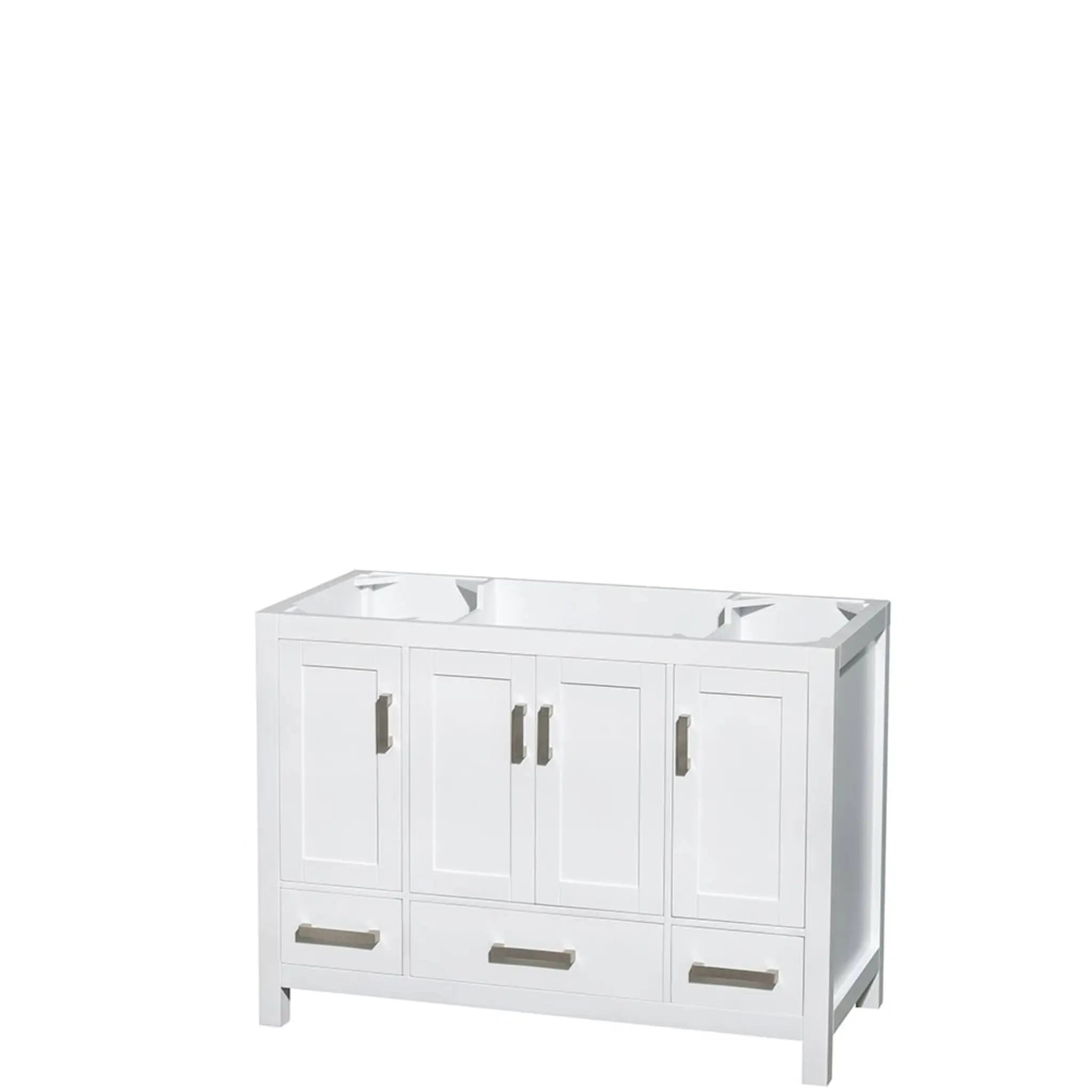 48" Sheffield Single Bathroom Vanity in White with Brushed Chrome Trim & Medicine Cabinet by Wyndham