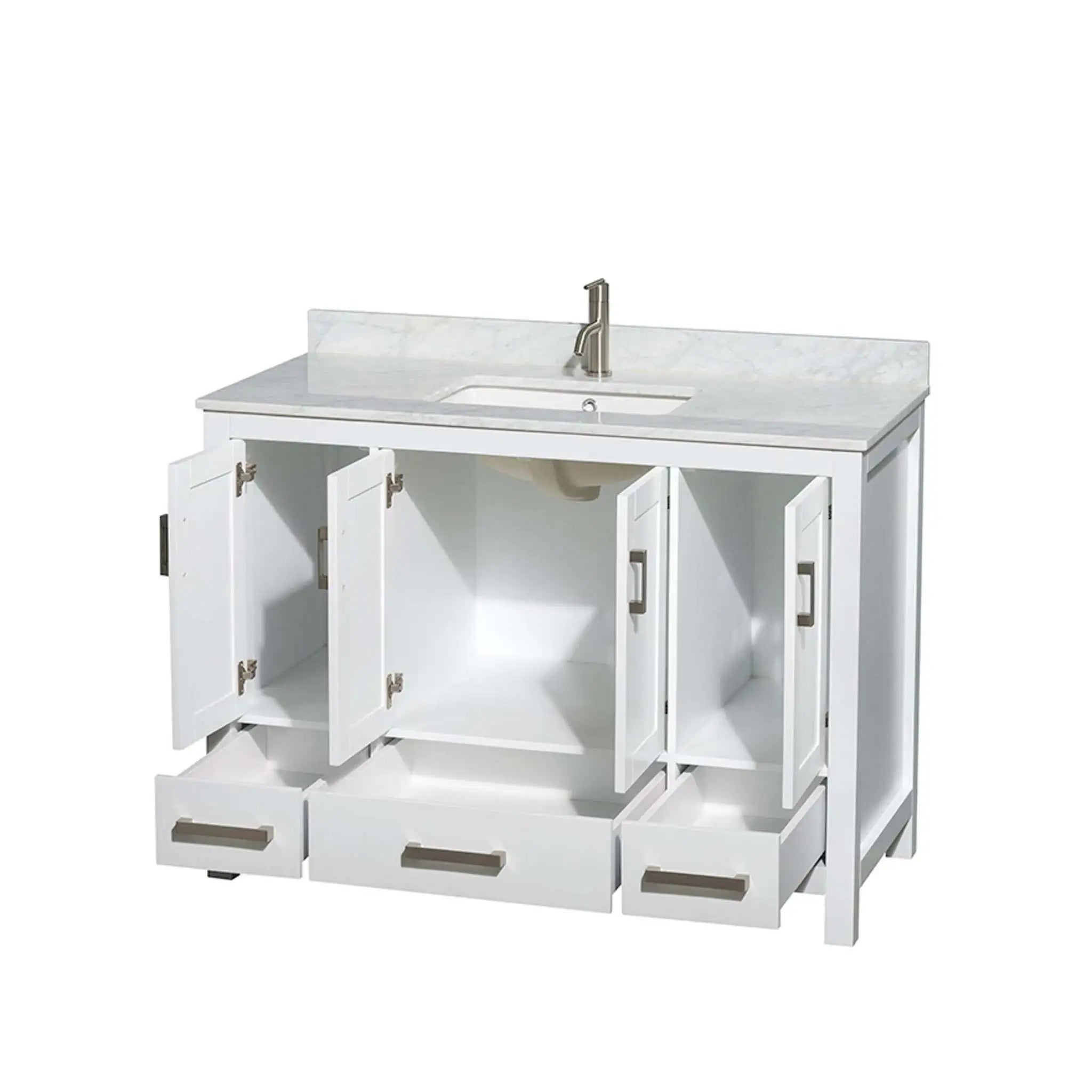 48" Sheffield Single Bathroom Vanity in White with Brushed Chrome Trim by Wyndham