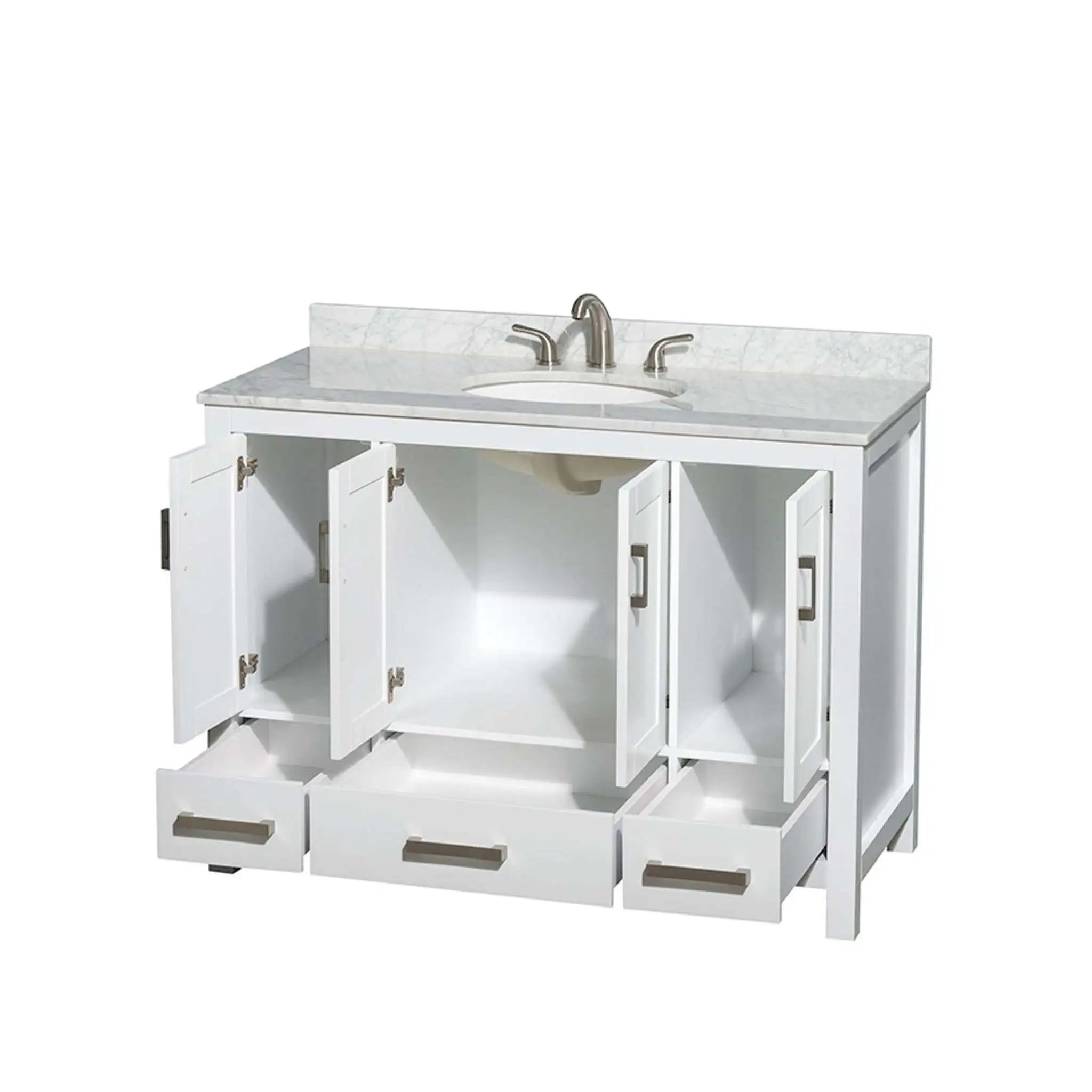 48" Sheffield Single Bathroom Vanity in White with Brushed Chrome Trim by Wyndham