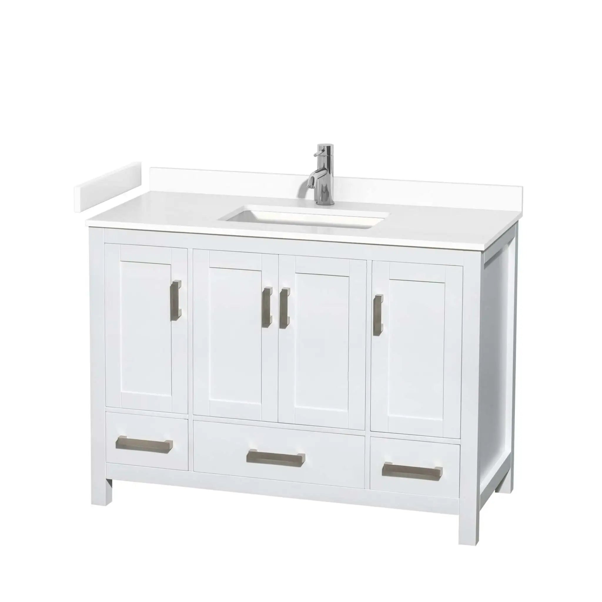 48" Sheffield Single Bathroom Vanity in White with Brushed Chrome Trim by Wyndham