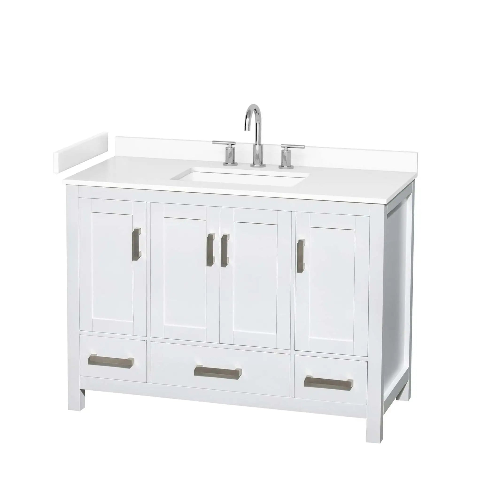 48" Sheffield Single Bathroom Vanity in White with Brushed Chrome Trim by Wyndham