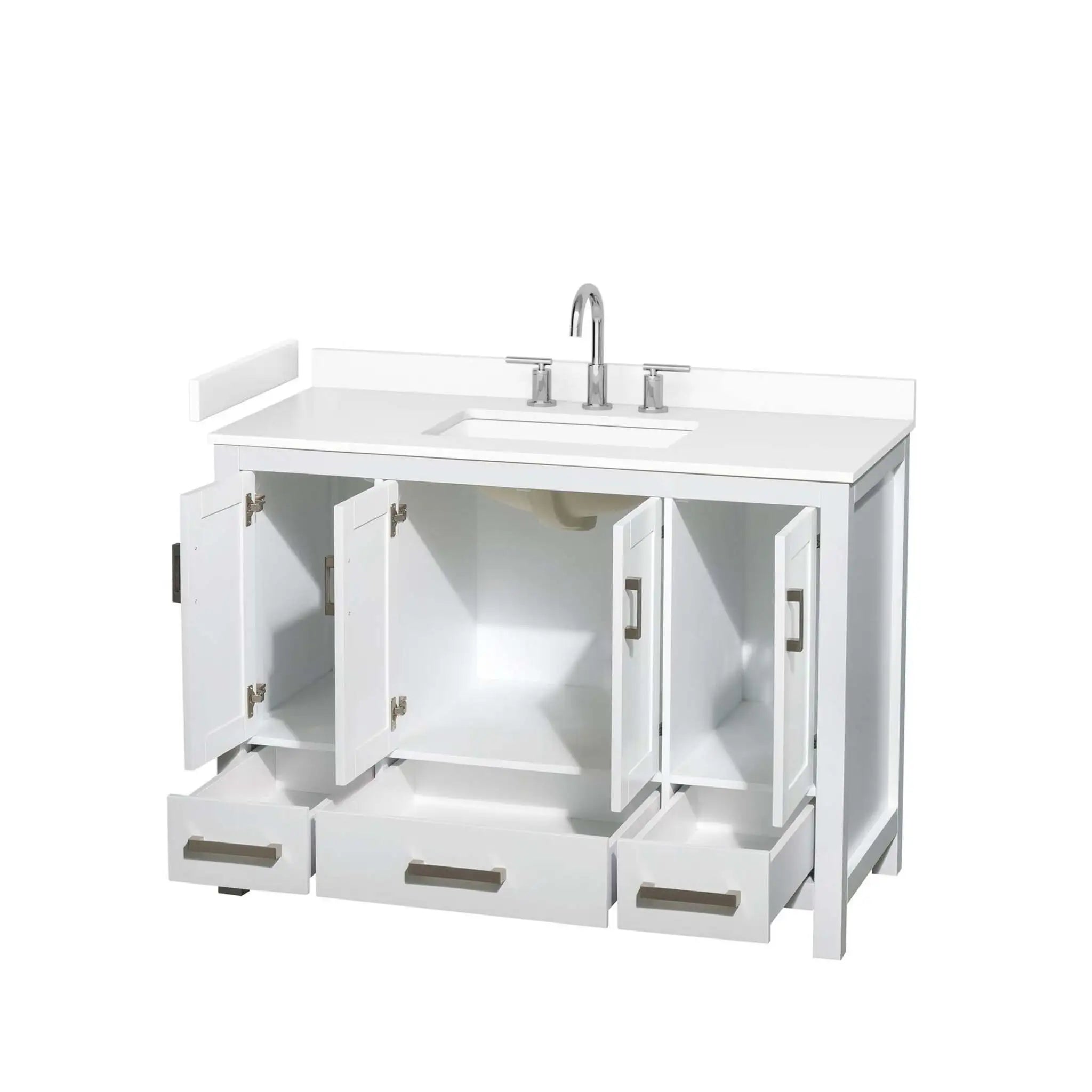 48" Sheffield Single Bathroom Vanity in White with Brushed Chrome Trim by Wyndham