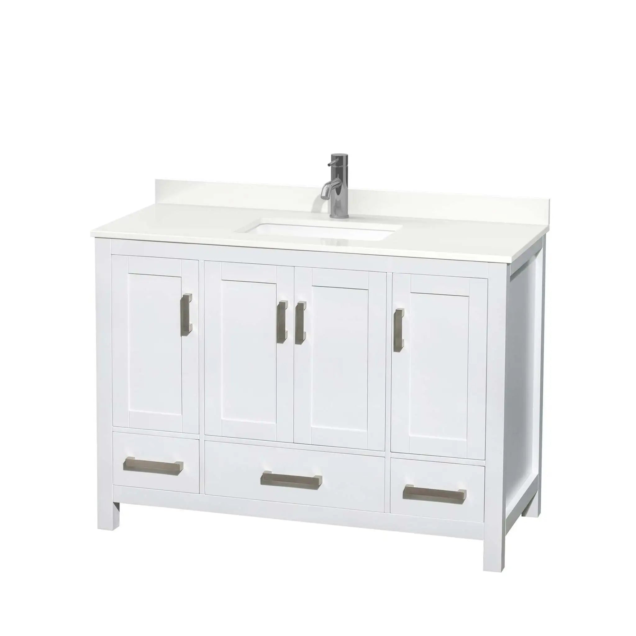 48" Sheffield Single Bathroom Vanity in White with Brushed Chrome Trim by Wyndham