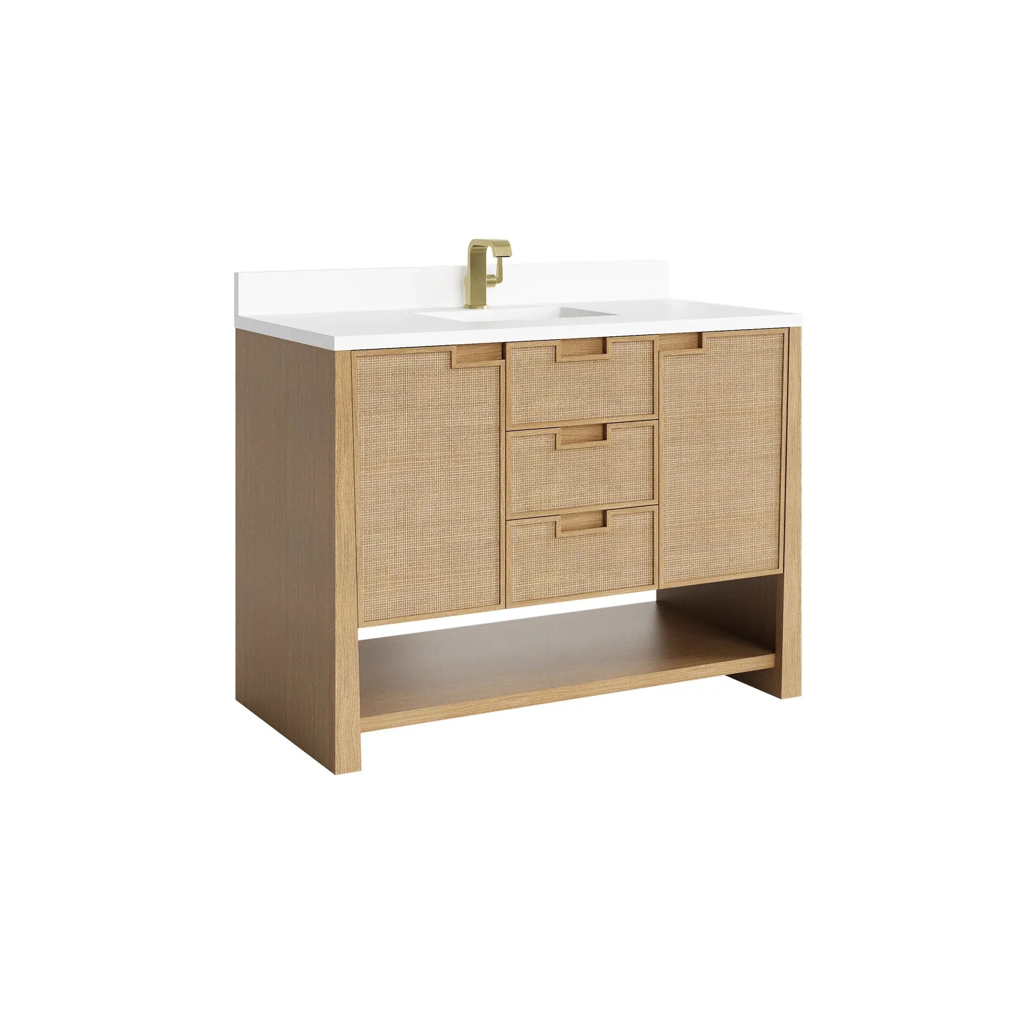 48" Solene Single Vanity in Seaside Oak-White Zeus Silestone & Backsplash-Single Hole image 8