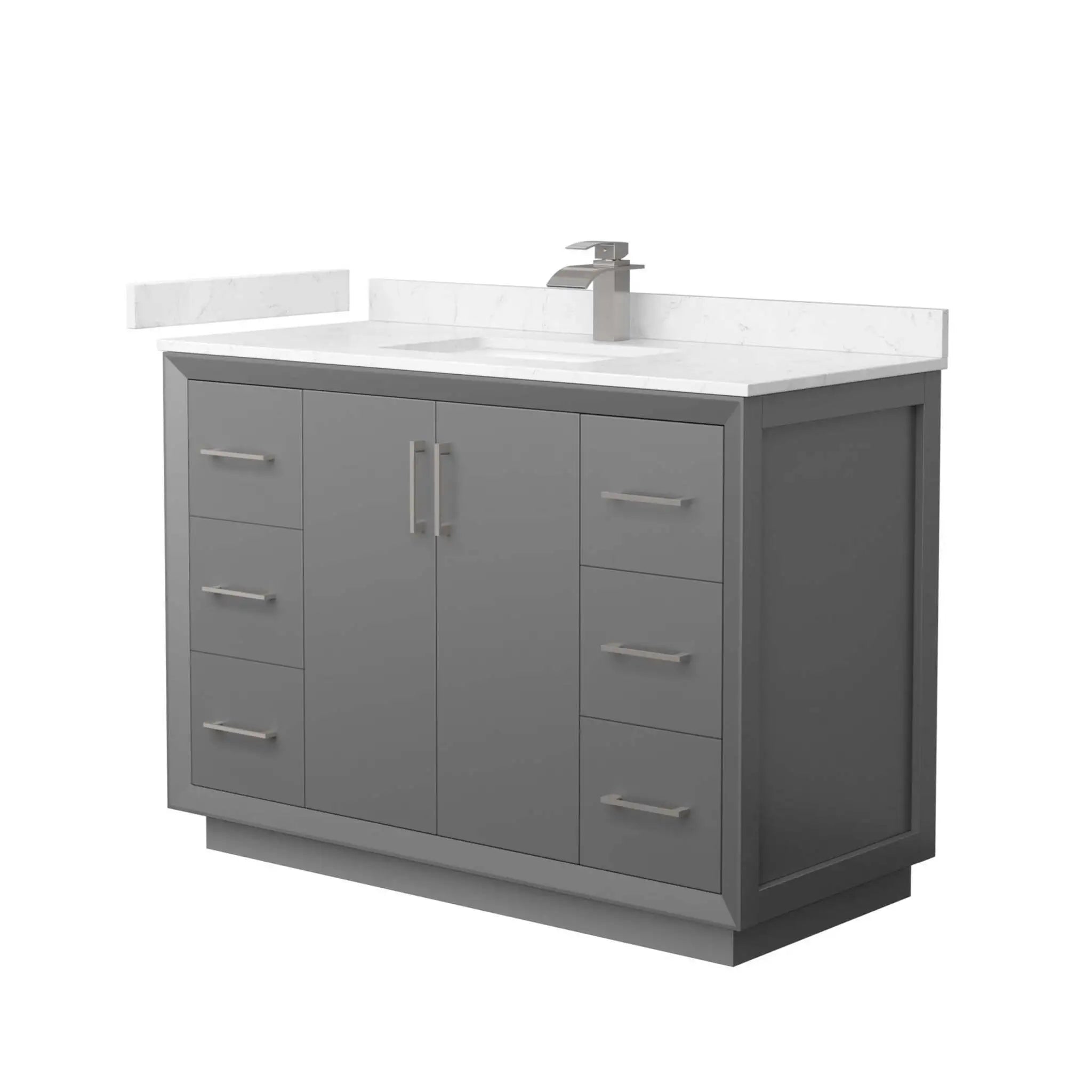 48" Strada Single Bathroom Vanity in Dark Gray with Brushed Nickel Trim by Wyndham