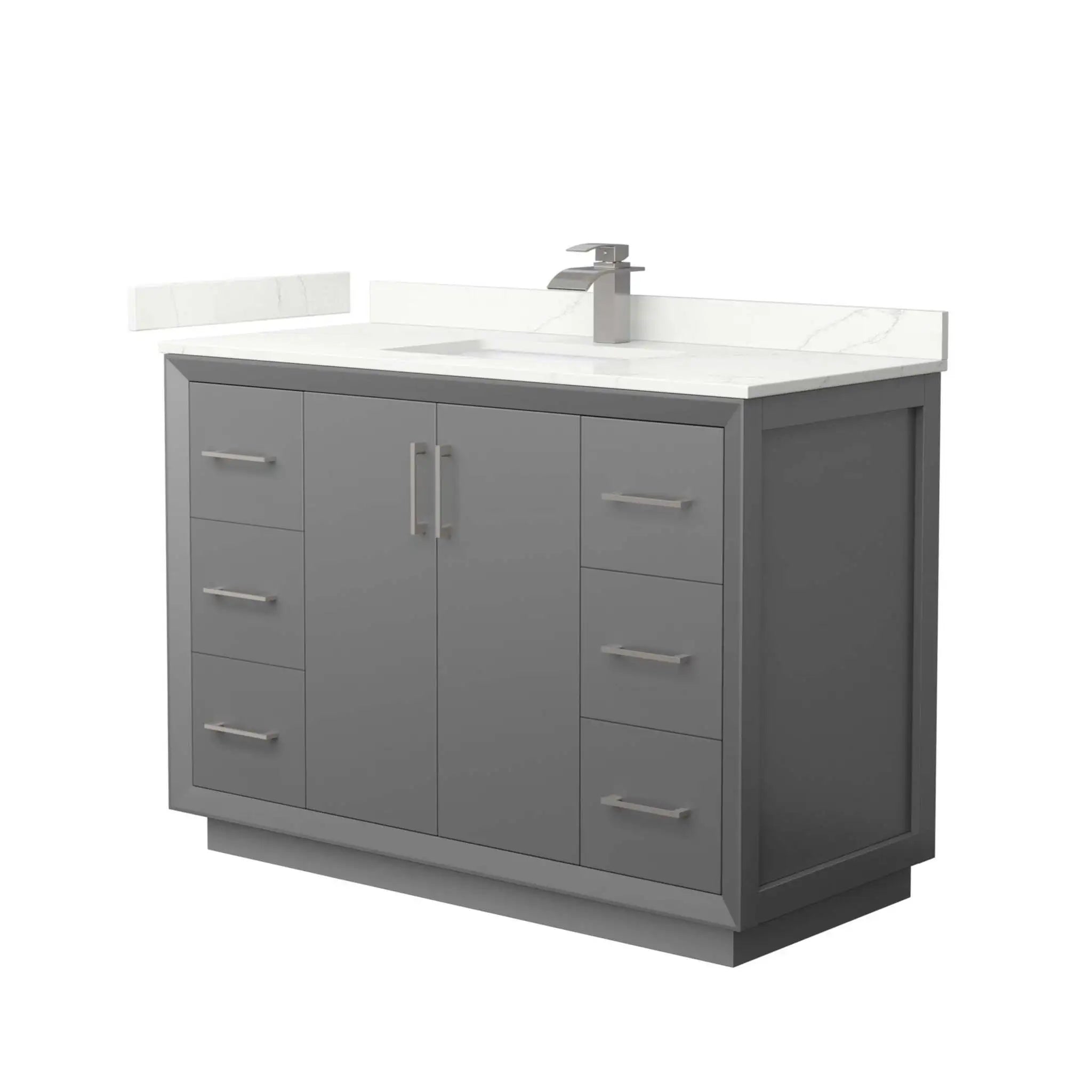 48" Strada Single Bathroom Vanity in Dark Gray with Brushed Nickel Trim by Wyndham