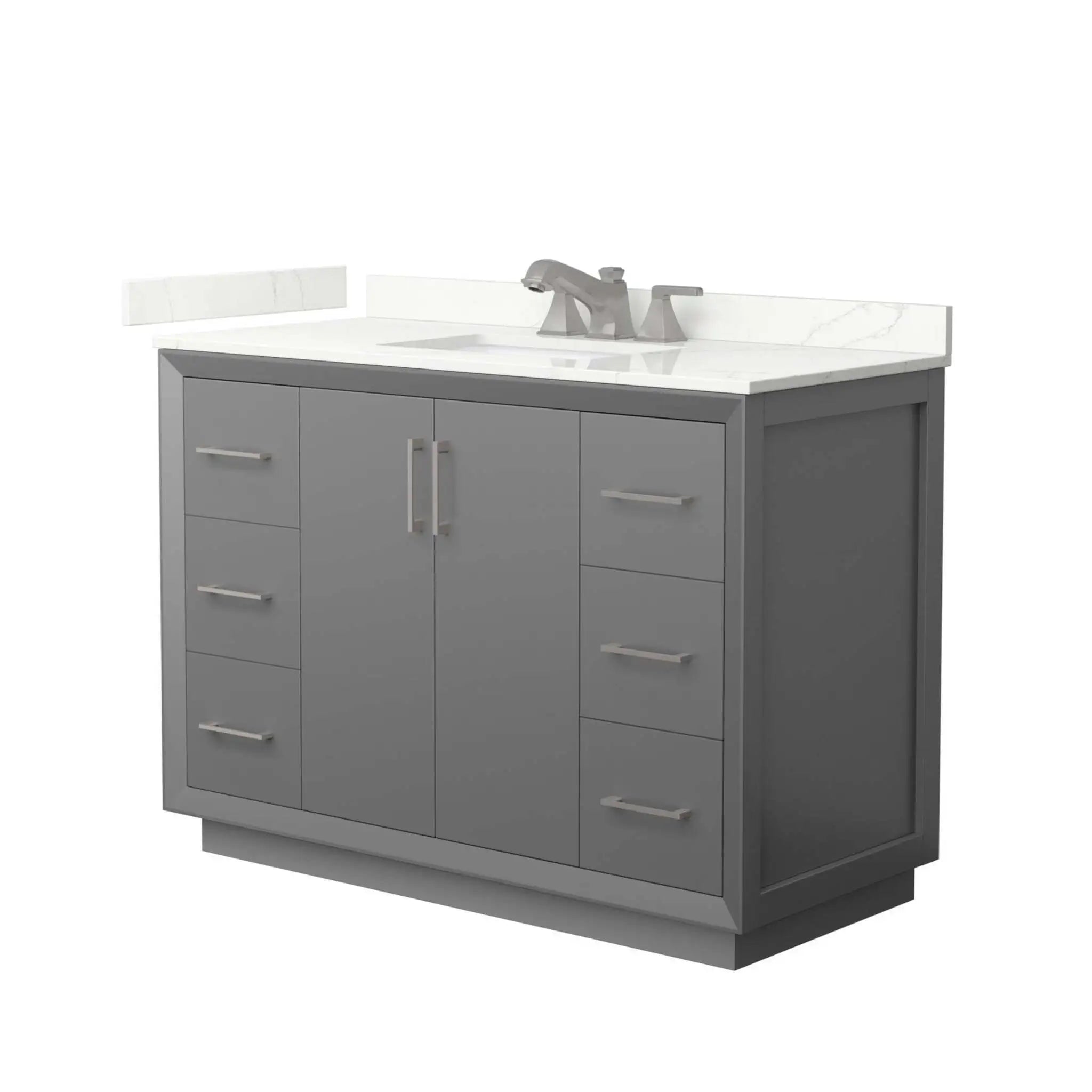 48" Strada Single Bathroom Vanity in Dark Gray with Brushed Nickel Trim by Wyndham
