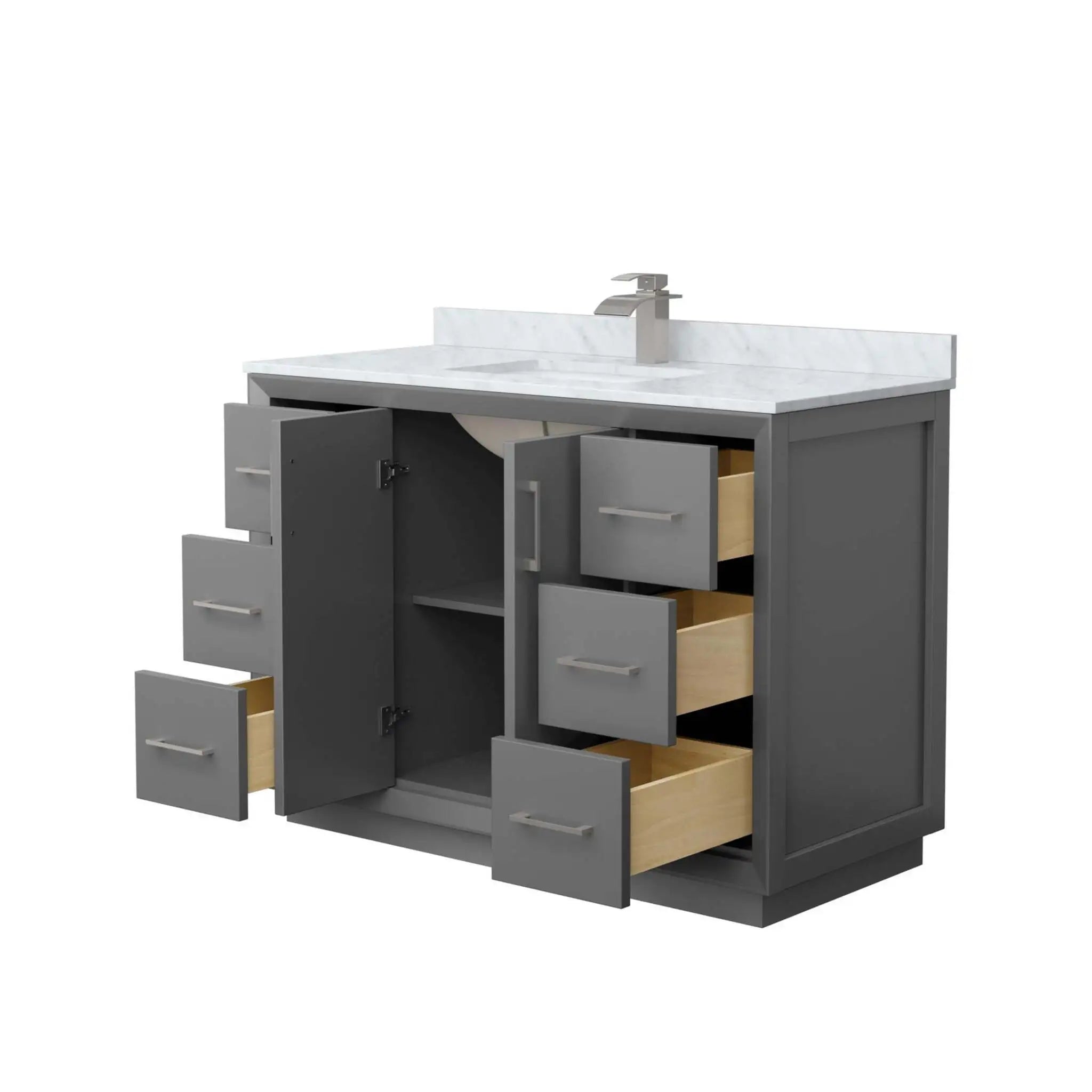 48" Strada Single Bathroom Vanity in Dark Gray with Brushed Nickel Trim by Wyndham