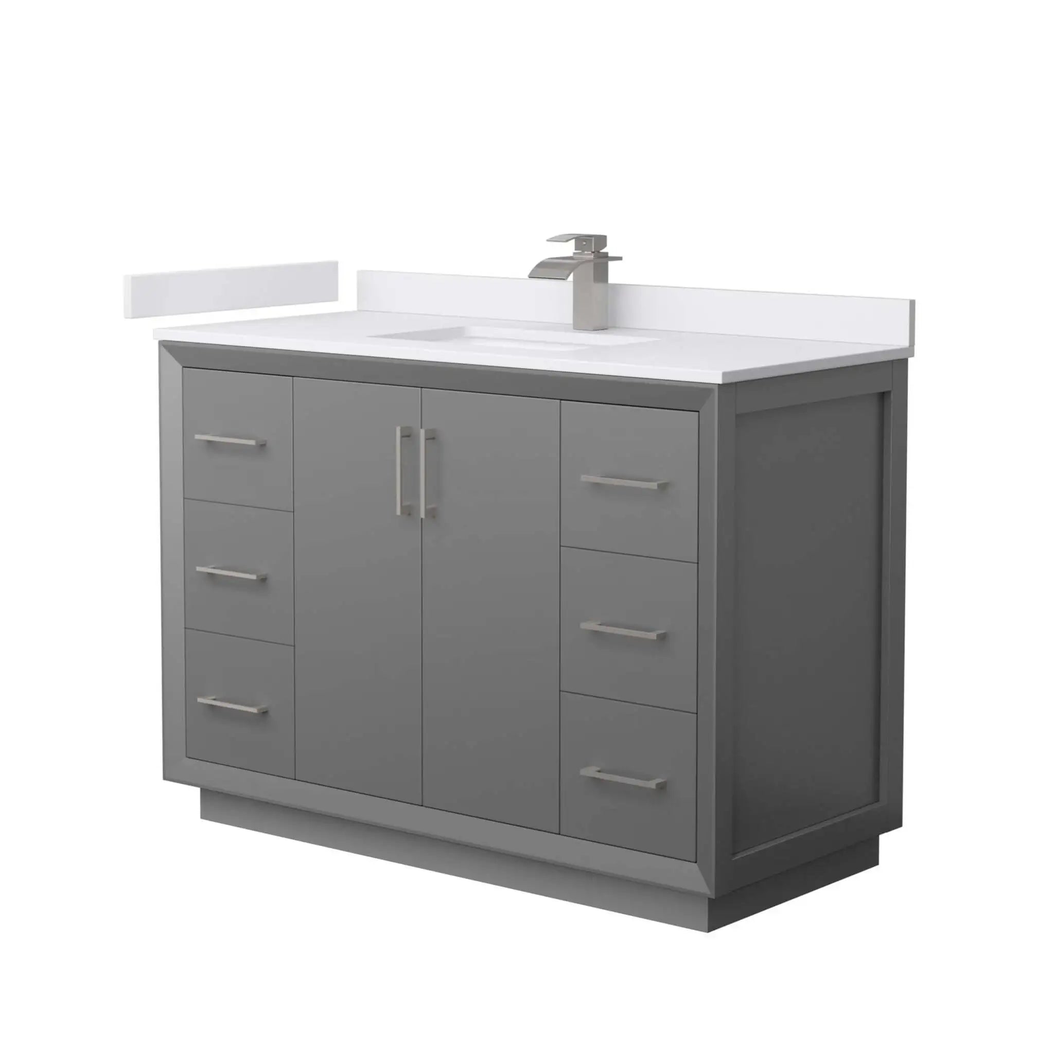 48" Strada Single Bathroom Vanity in Dark Gray with Brushed Nickel Trim by Wyndham