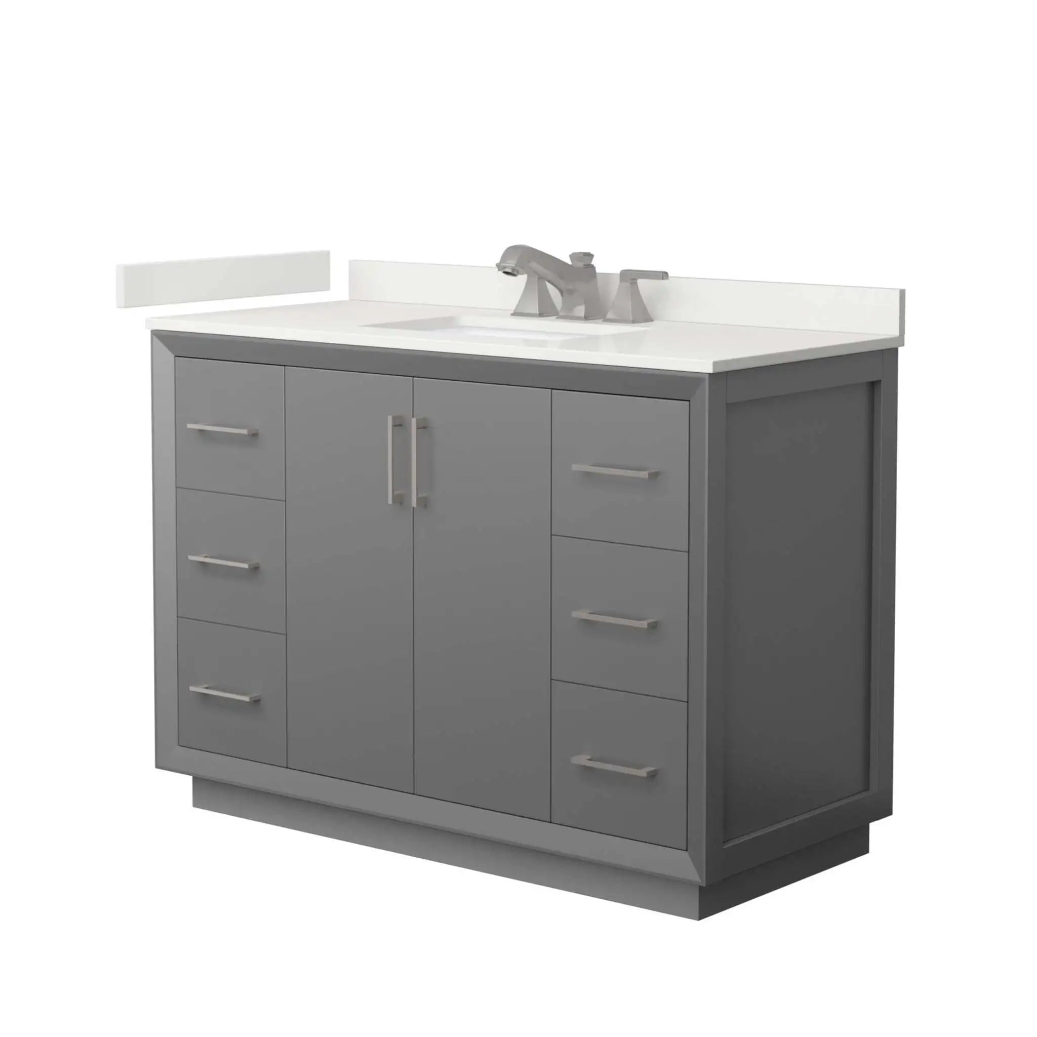 48" Strada Single Bathroom Vanity in Dark Gray with Brushed Nickel Trim by Wyndham