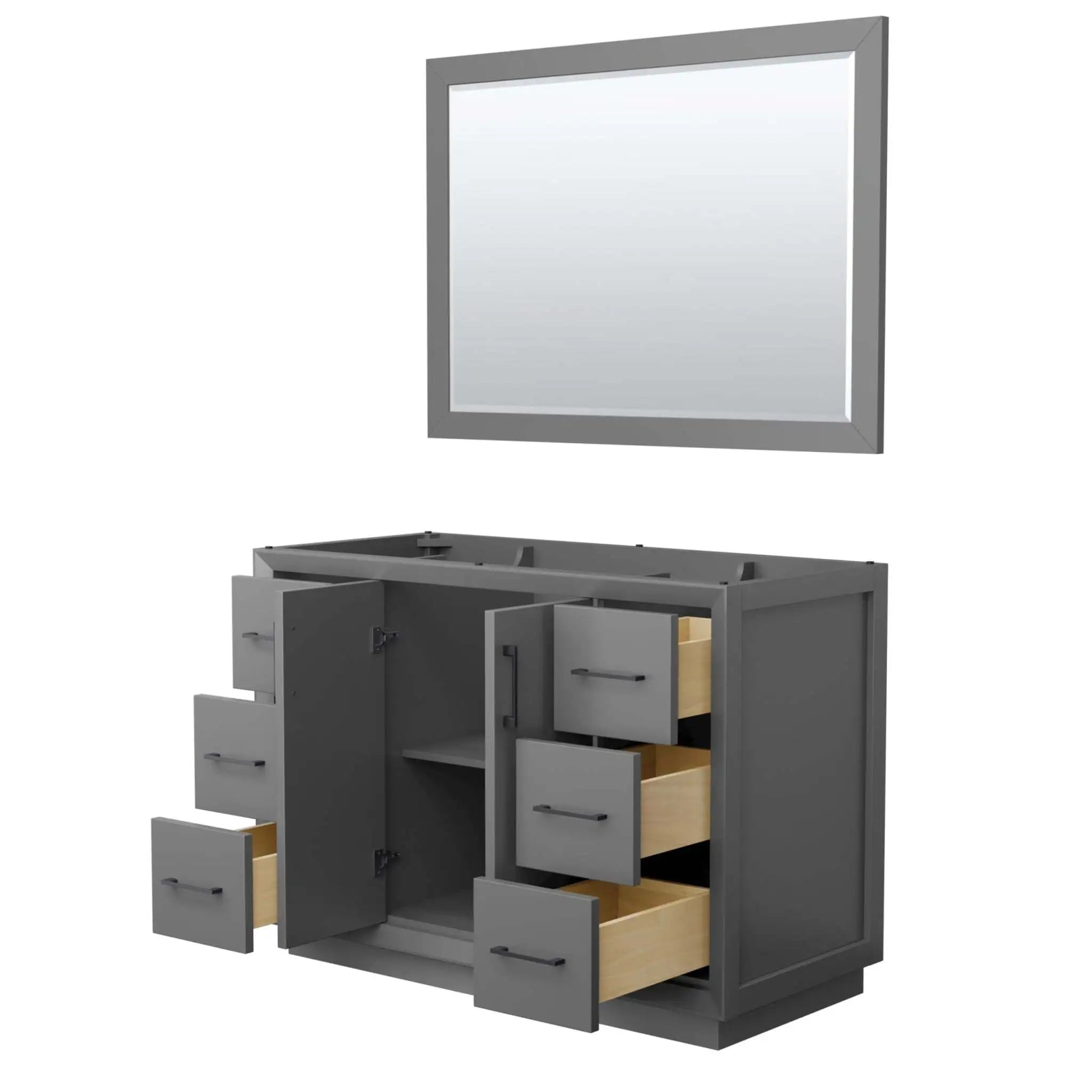 48" Strada Single Bathroom Vanity in Dark Gray with Matte Black Trim & 46" Mirror by Wyndham