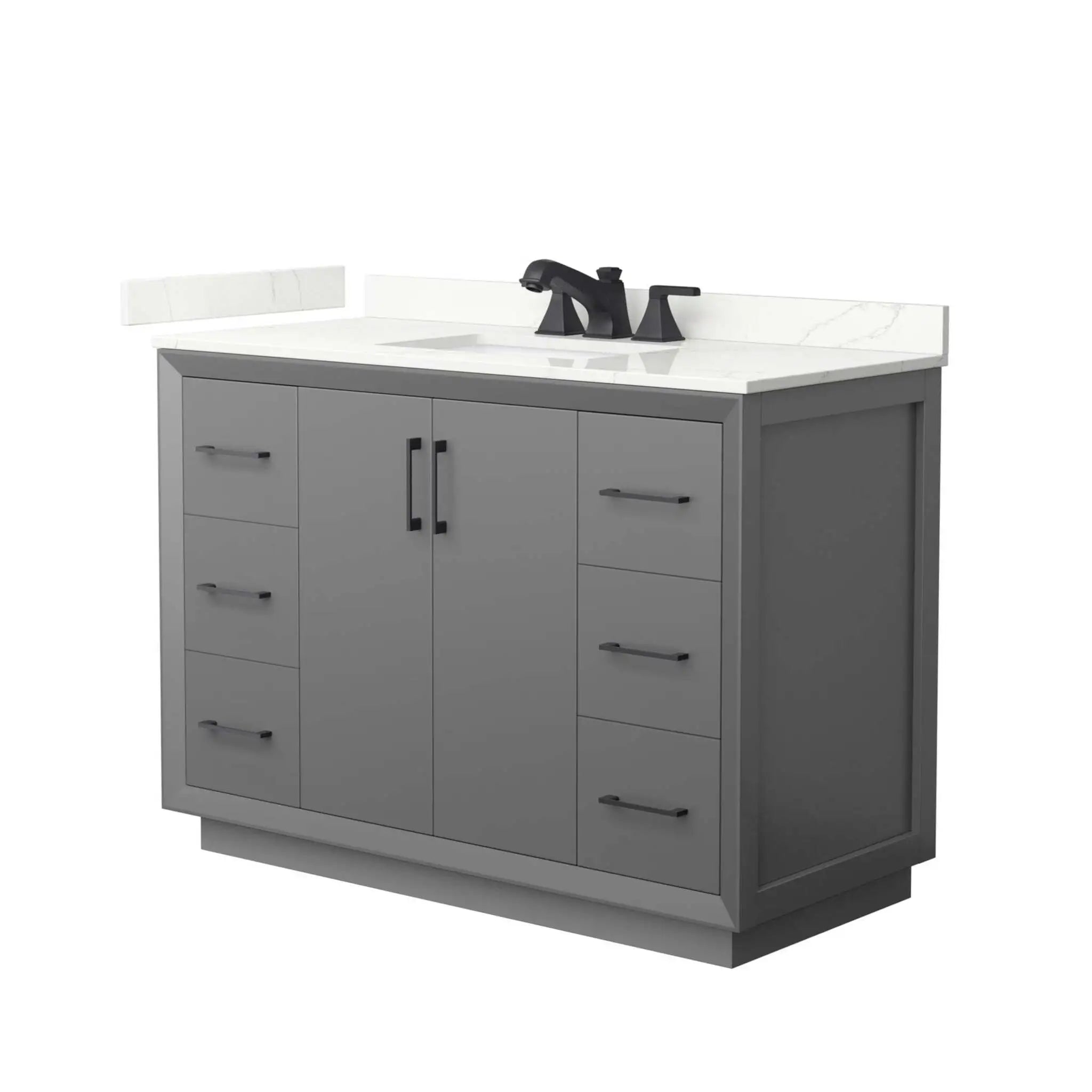 48" Strada Single Bathroom Vanity in Dark Gray with Matte Black Trim by Wyndham