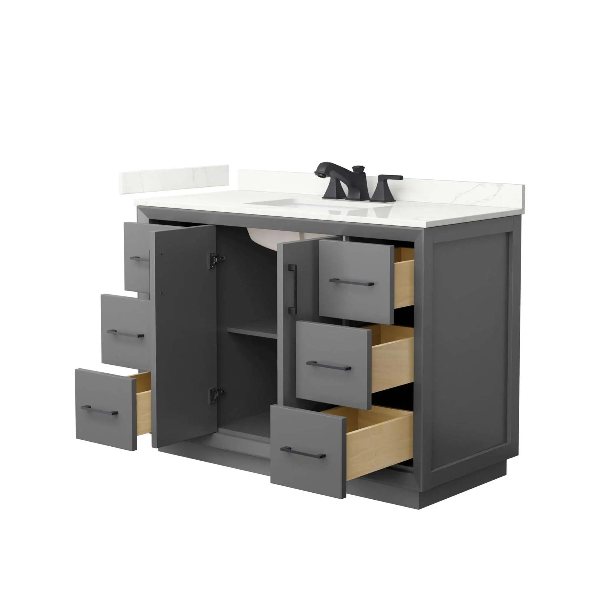 48" Strada Single Bathroom Vanity in Dark Gray with Matte Black Trim by Wyndham