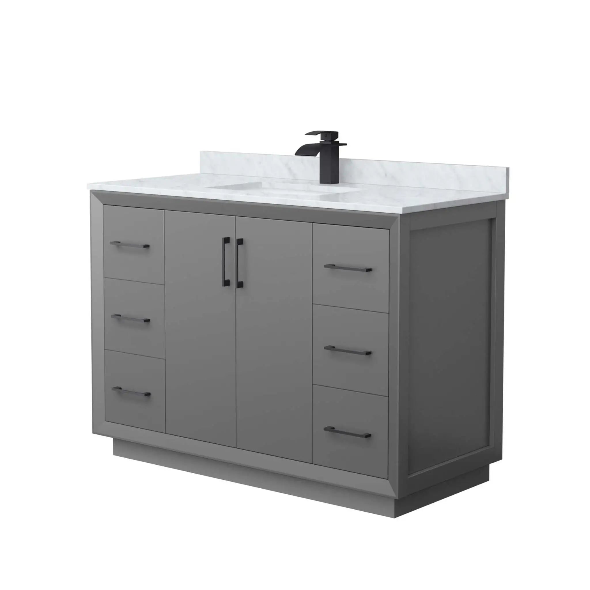 48" Strada Single Bathroom Vanity in Dark Gray with Matte Black Trim by Wyndham