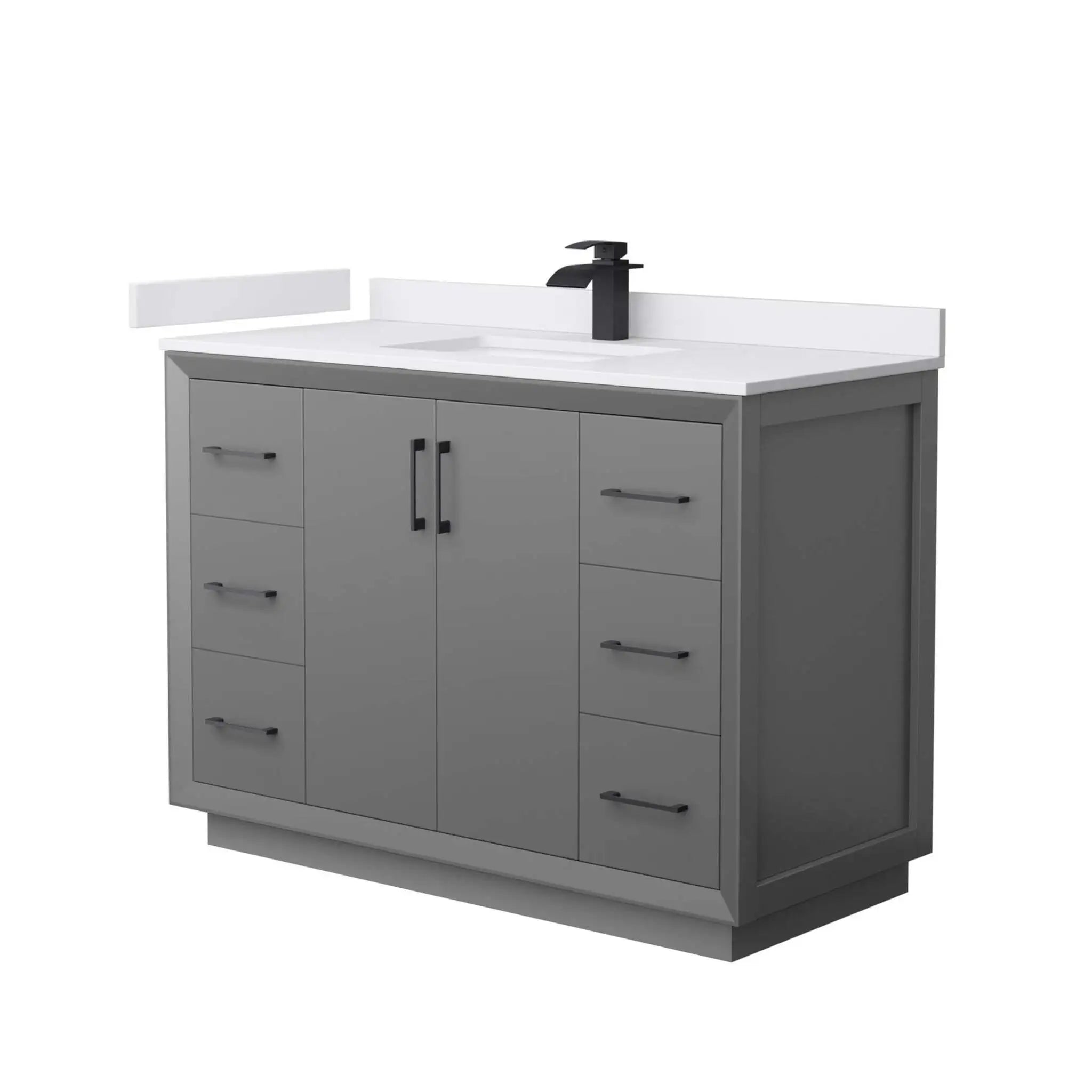 48" Strada Single Bathroom Vanity in Dark Gray with Matte Black Trim by Wyndham