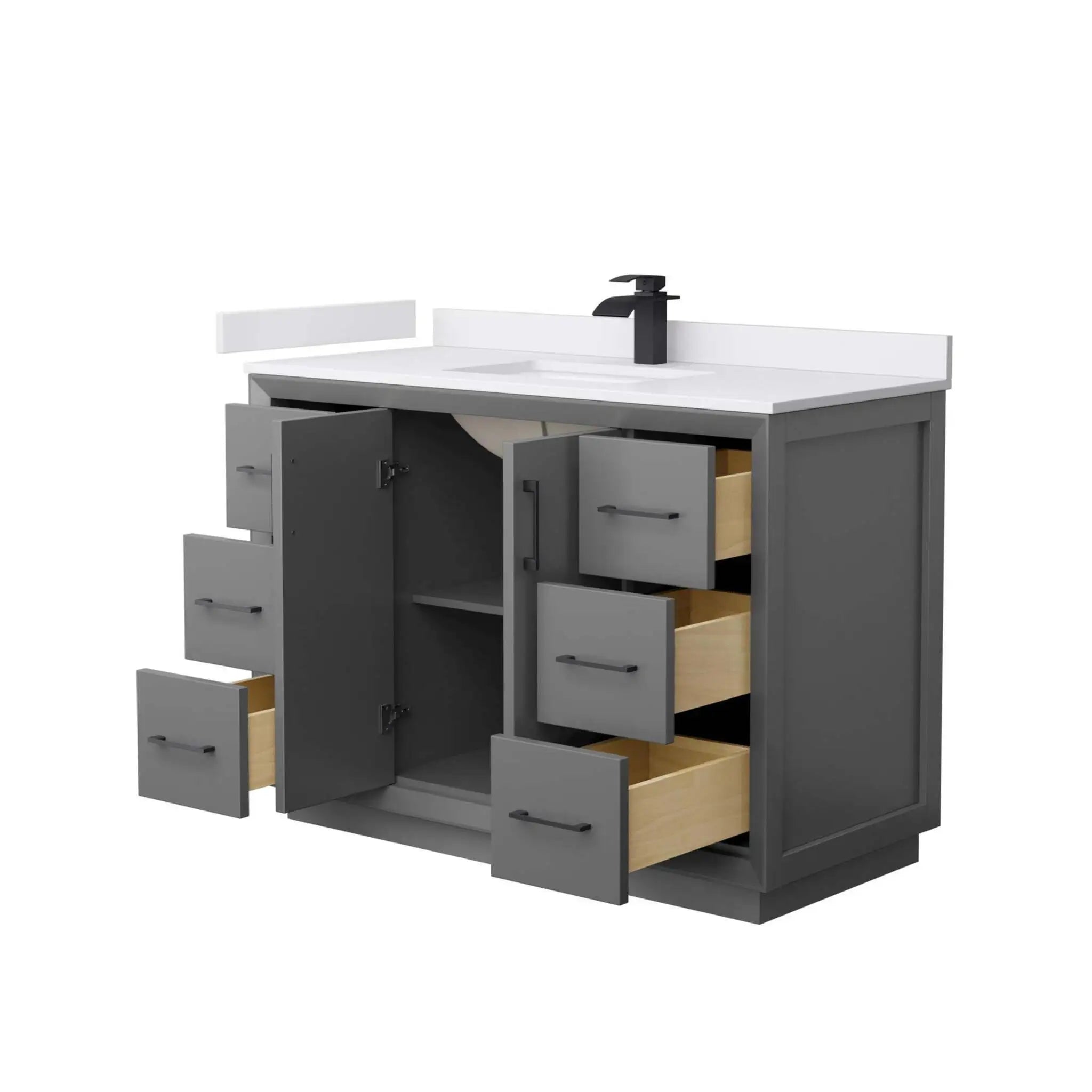 48" Strada Single Bathroom Vanity in Dark Gray with Matte Black Trim by Wyndham
