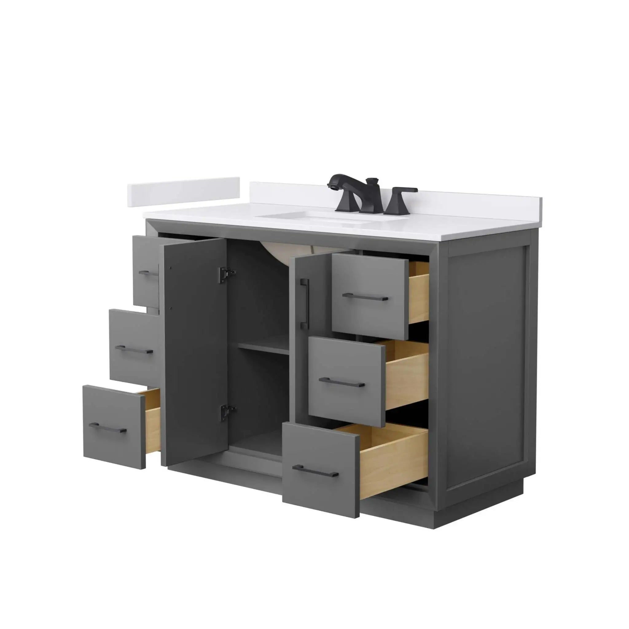 48" Strada Single Bathroom Vanity in Dark Gray with Matte Black Trim by Wyndham