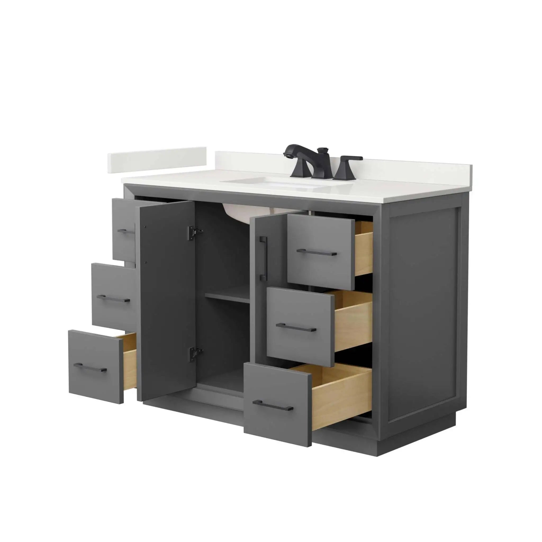 48" Strada Single Bathroom Vanity in Dark Gray with Matte Black Trim by Wyndham