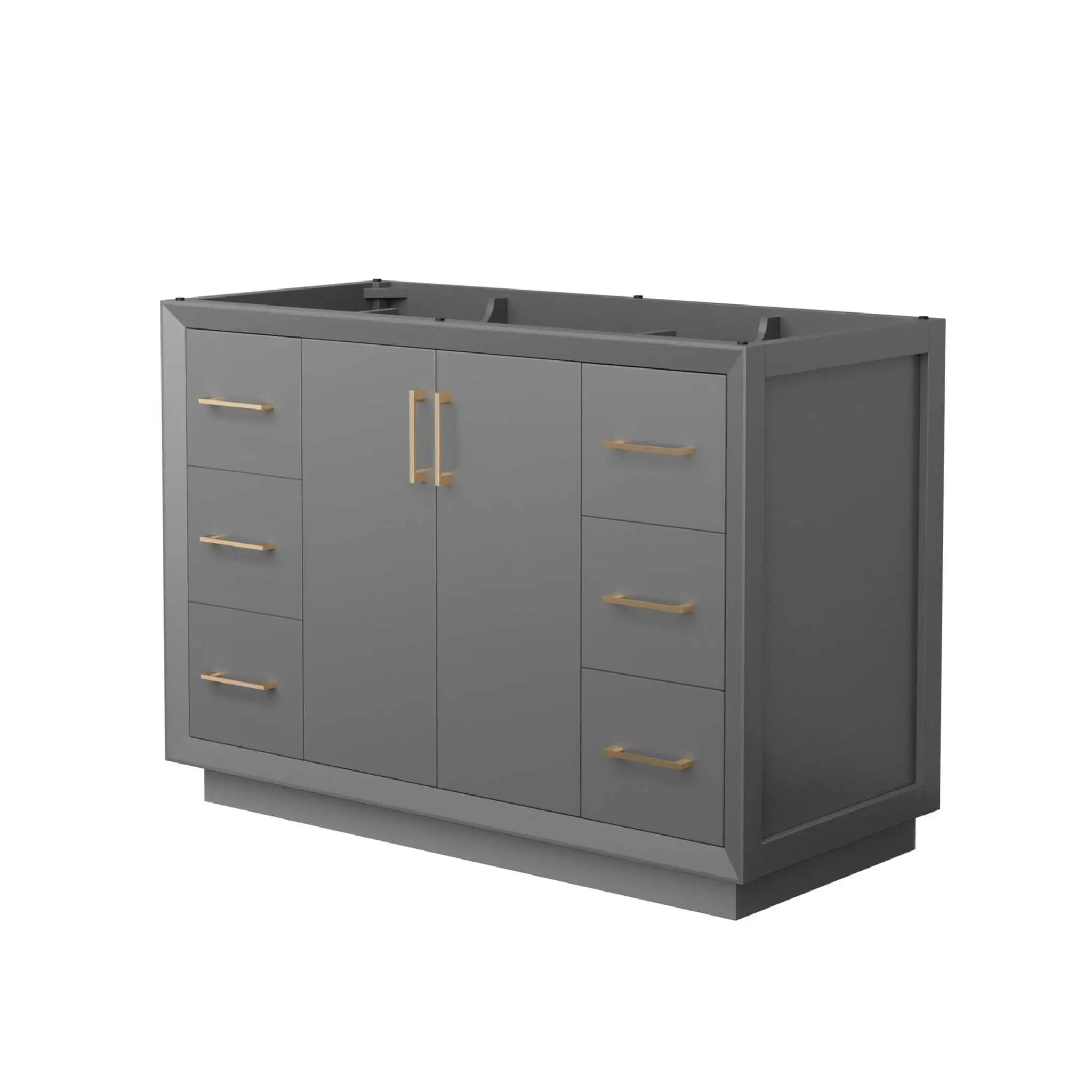 48" Strada Single Bathroom Vanity in Dark Gray with Satin Bronze Trim by Wyndham
