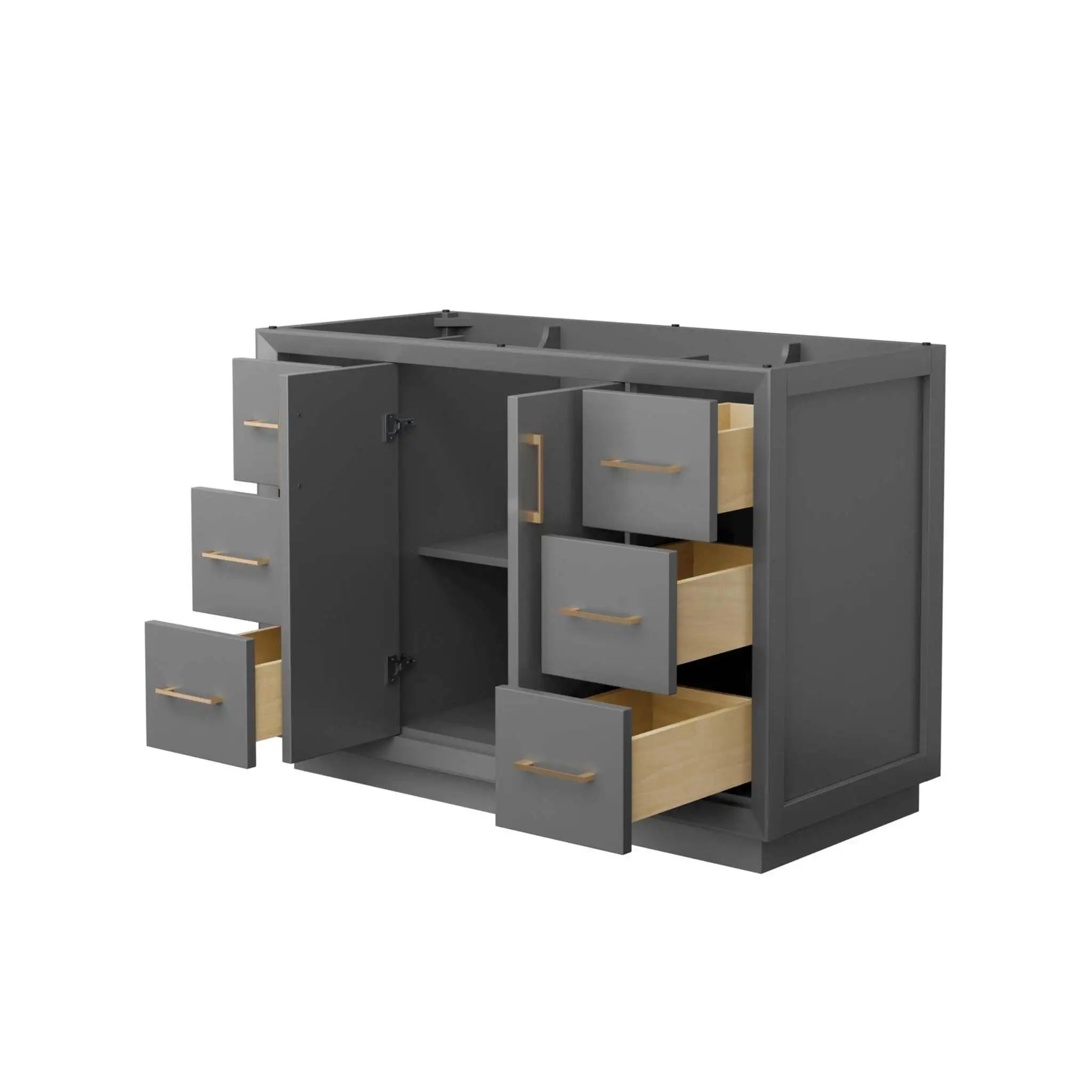 48" Strada Single Bathroom Vanity in Dark Gray with Satin Bronze Trim by Wyndham