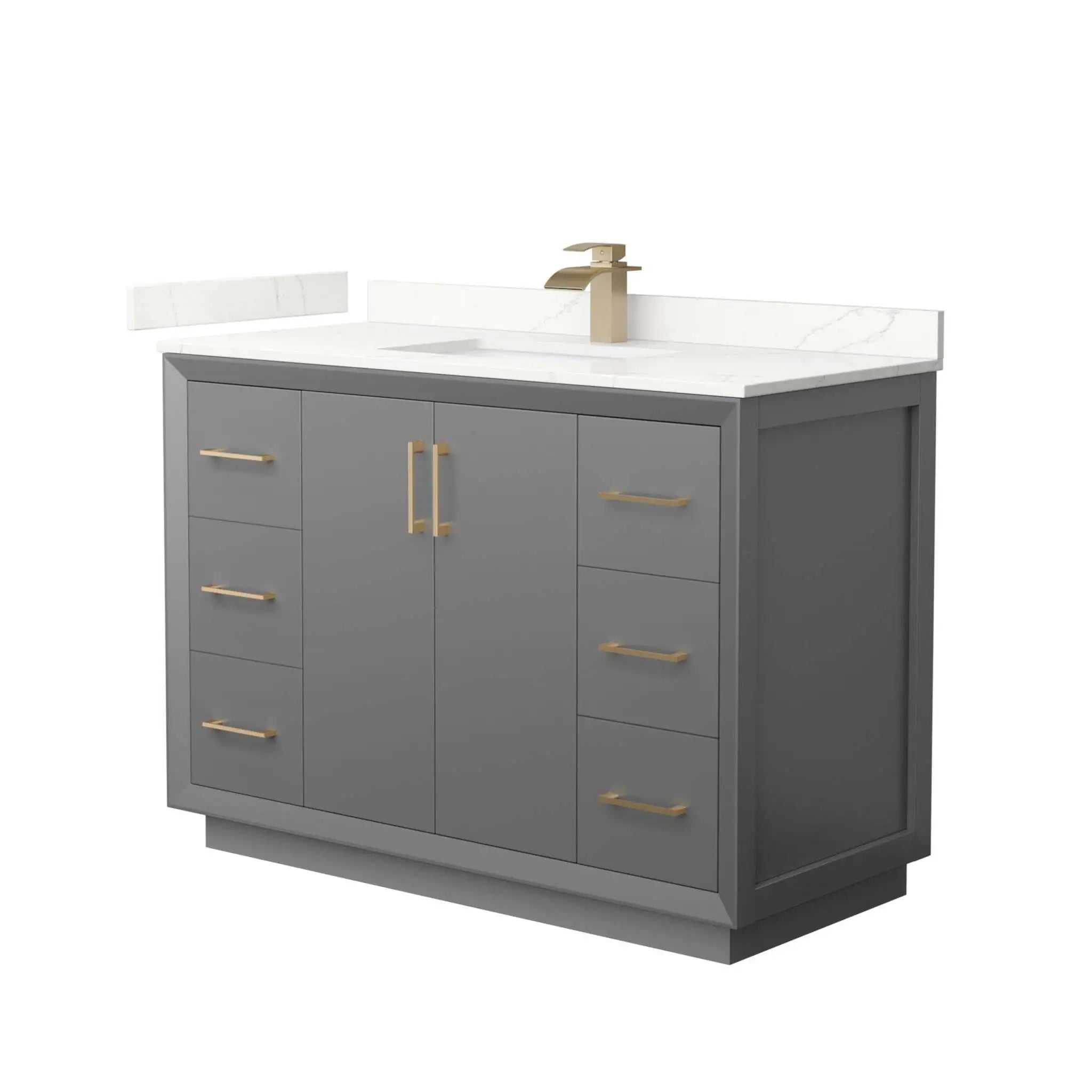 48" Strada Single Bathroom Vanity in Dark Gray with Satin Bronze Trim by Wyndham
