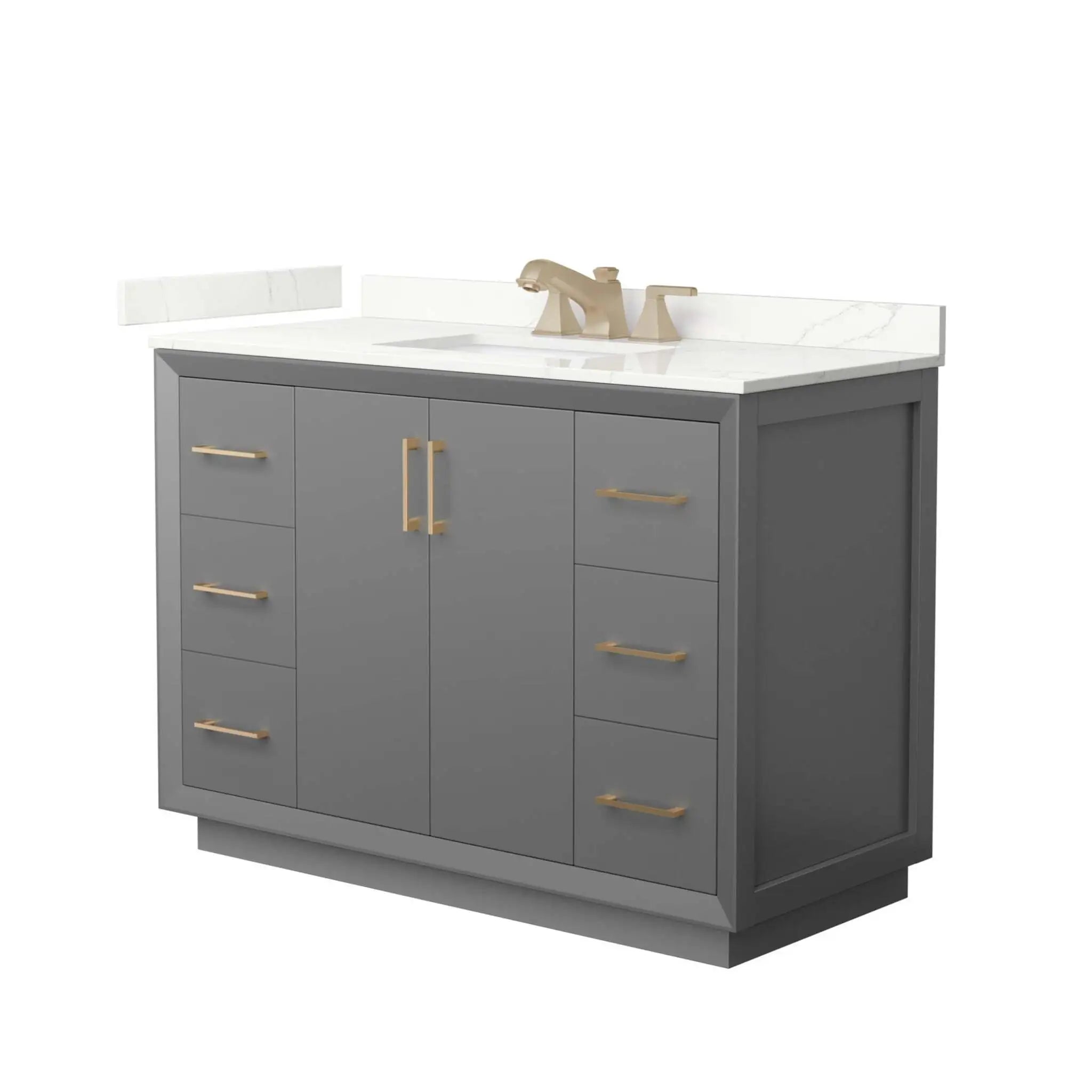 48" Strada Single Bathroom Vanity in Dark Gray with Satin Bronze Trim by Wyndham